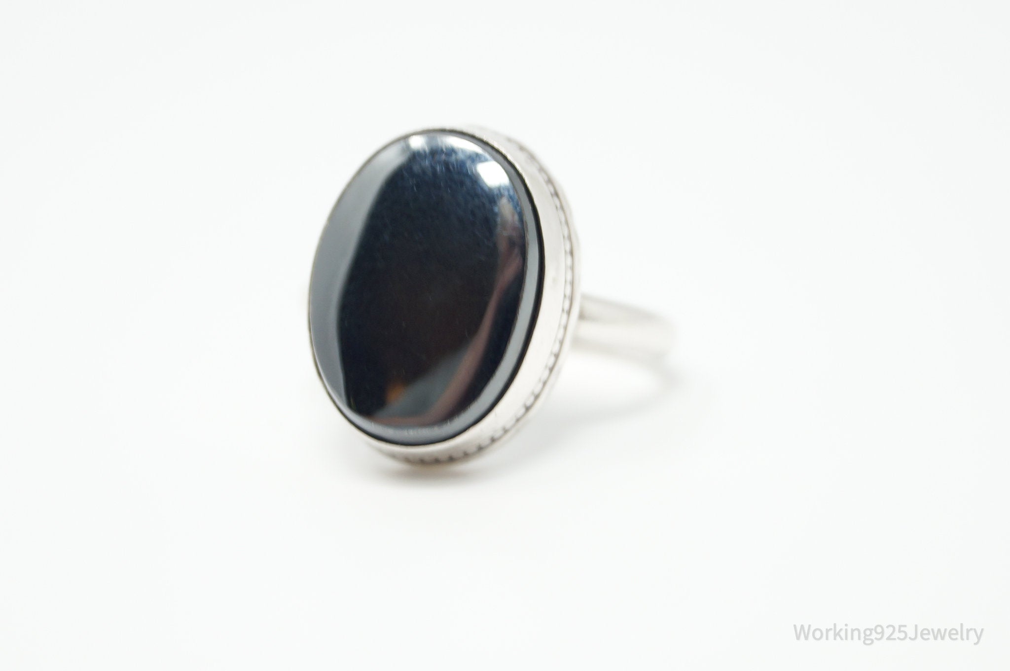 Antique Hematite Sterling Silver Ring - Size 6.5