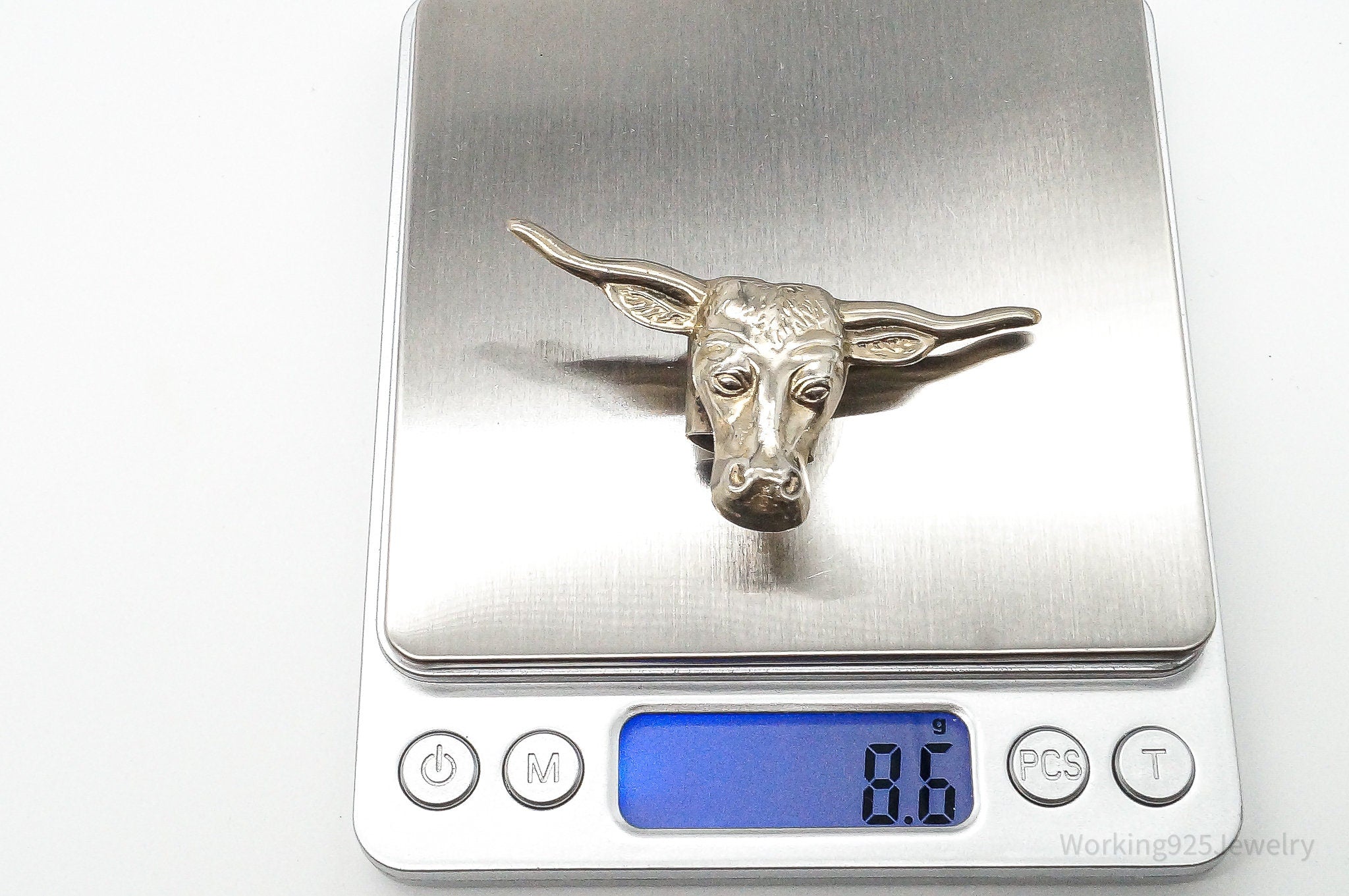 Vintage Bull Head Bolo Tie Clip Slide