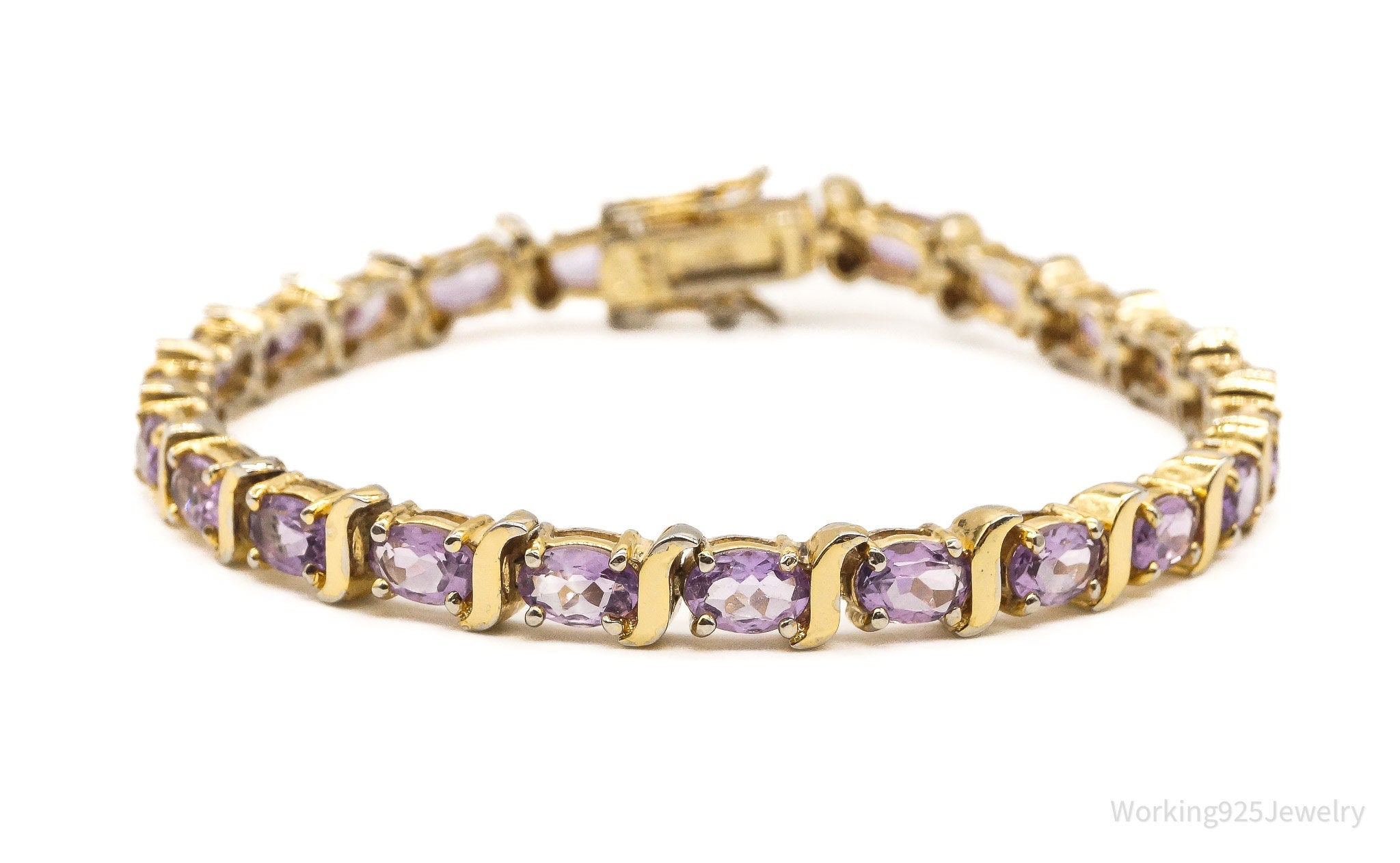 Vintage Amethyst Gold Vermeil Sterling Silver Bracelet