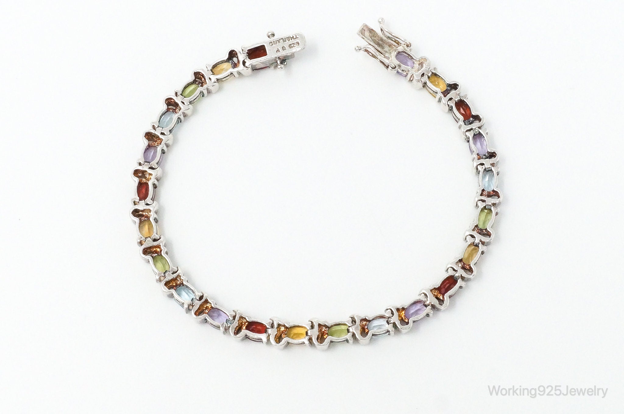 Vintage Designer Multi Gem Sterling Silver Bracelet