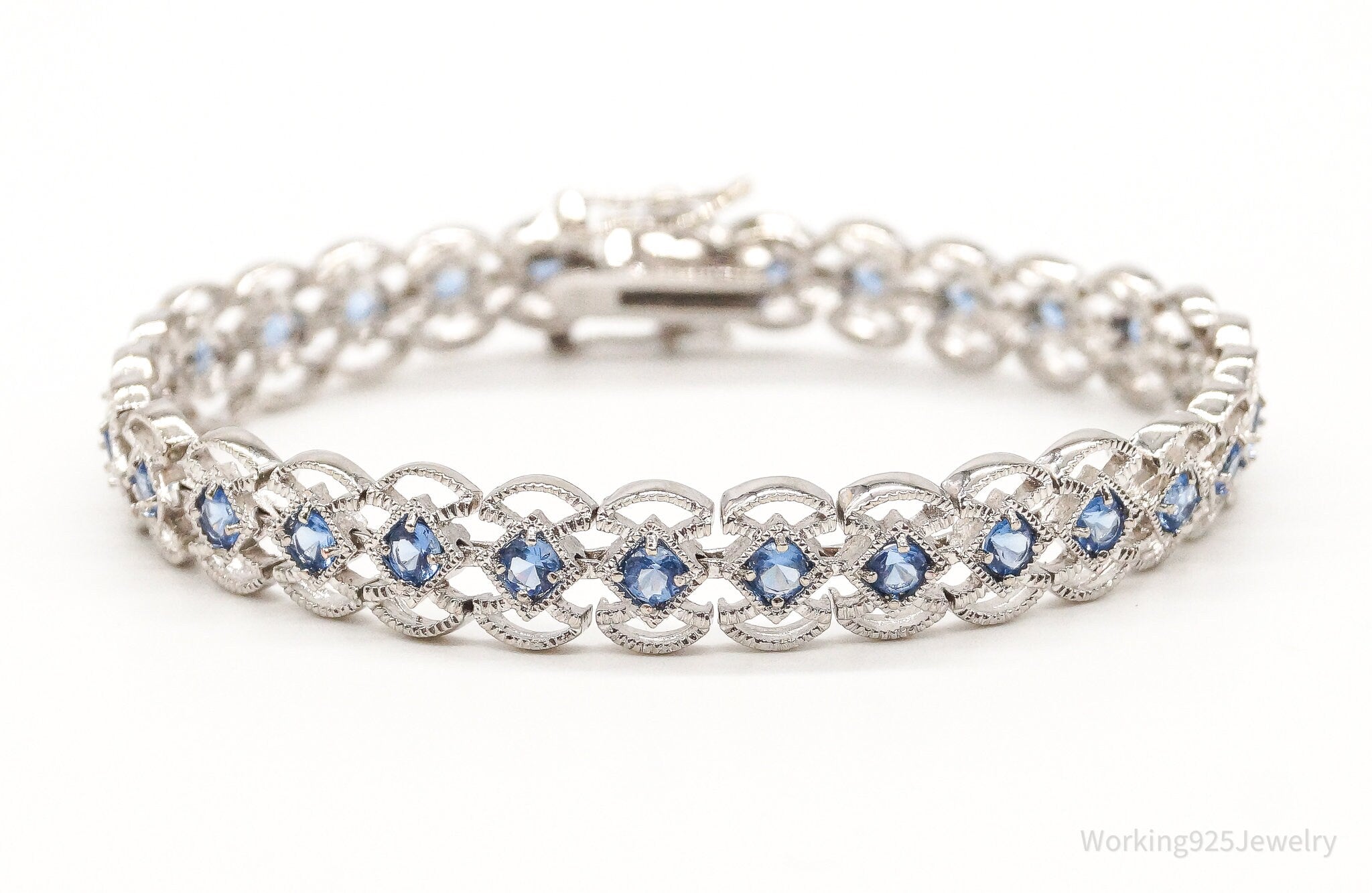 Designer FAS Lab Sapphire Sterling Silver Bracelet