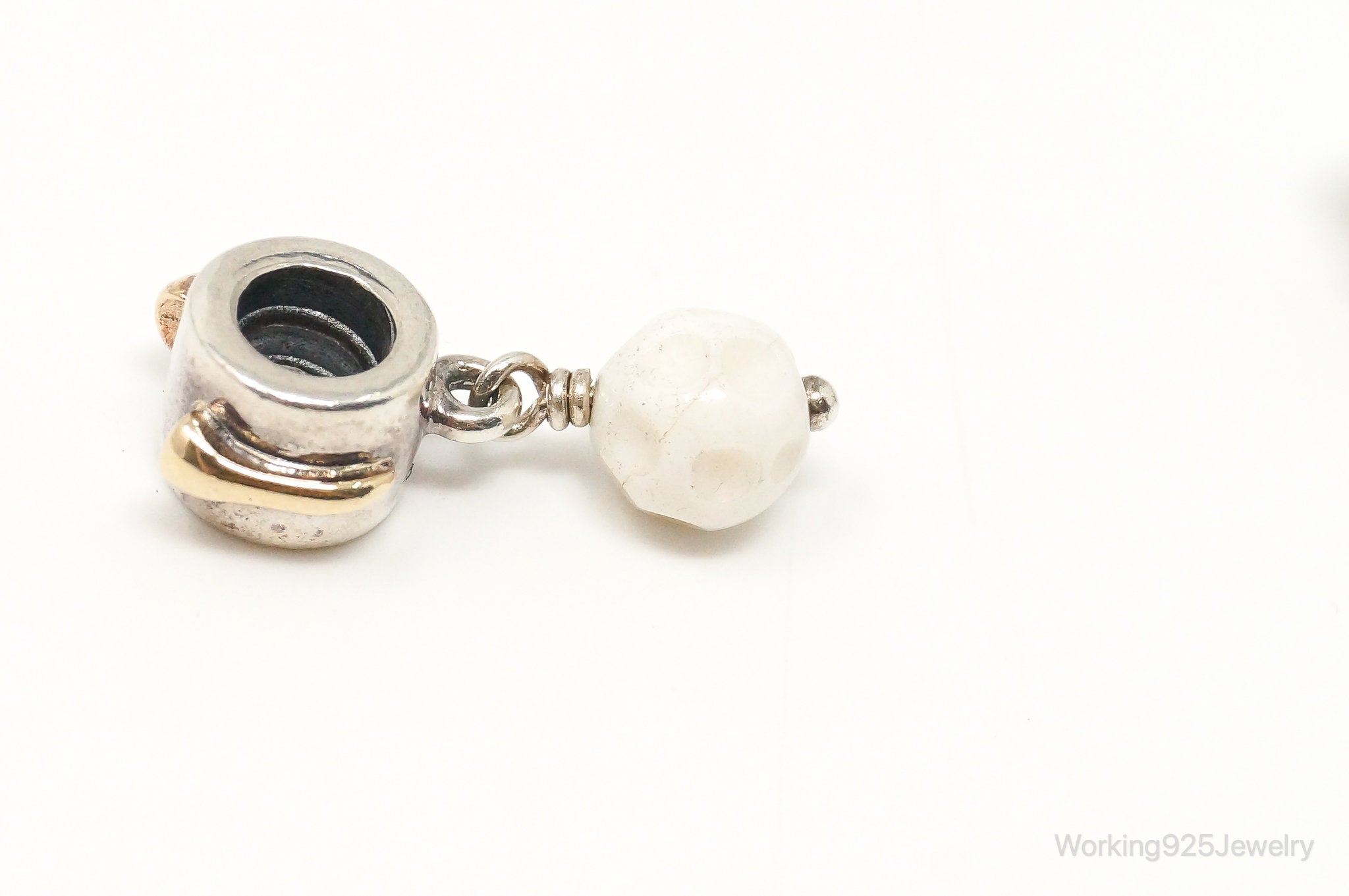 Retired Pandora 14K White Agate Golf and Baseball Sterling Silver Charms Set