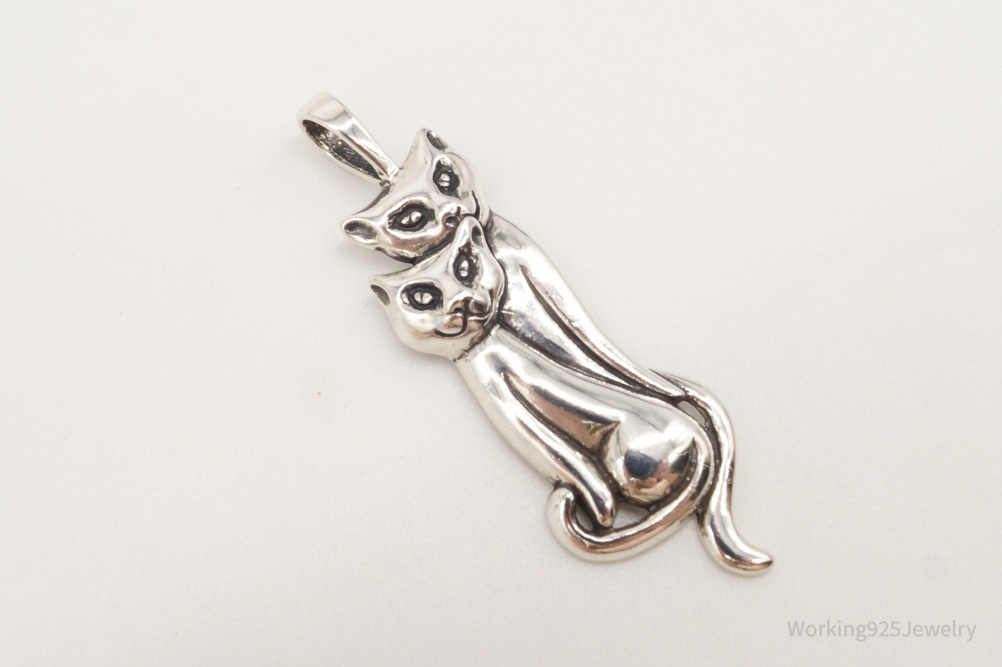 Vintage Designer KABANA Kittens Cats Sterling Silver Pendant