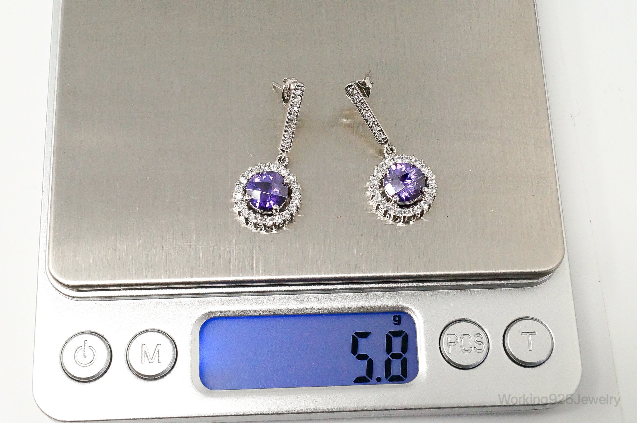 Designer Cubic Zirconia Art Deco Sterling Silver Earrings