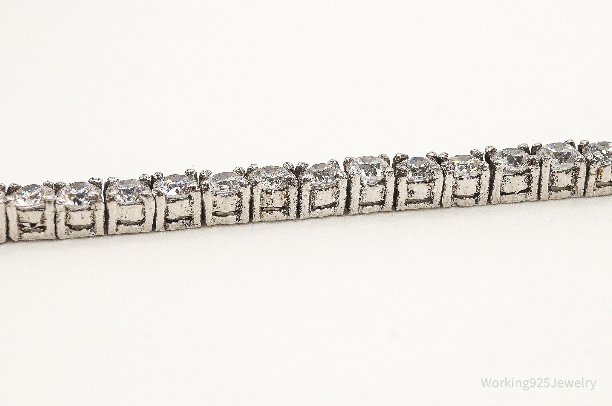 Vintage Classic Cubic Zirconia Sterling Silver Tennis Bracelet