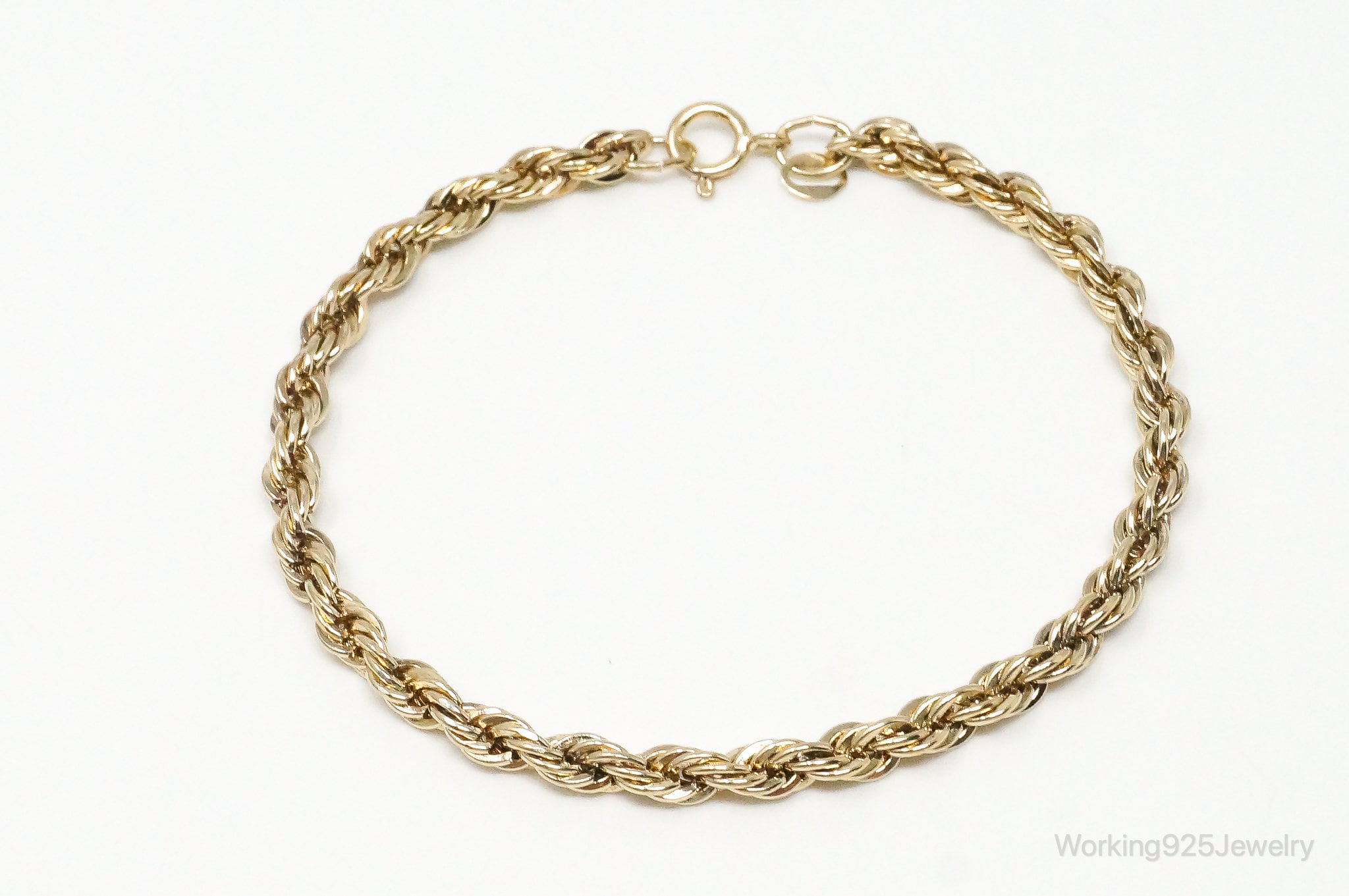 Rare Vintage Danecraft Rope Chain Gold Vermeil Sterling Silver Bracelet