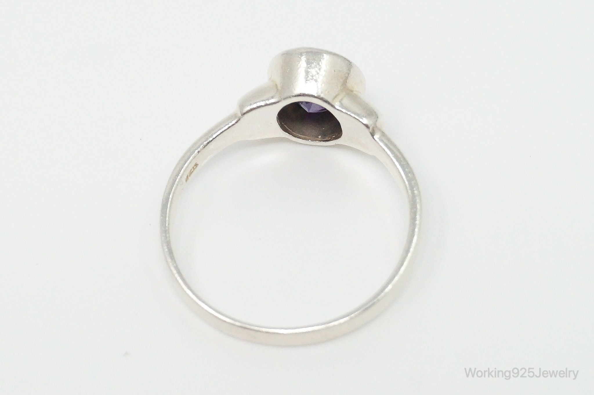 Vintage Amethyst Sterling Silver Ring - Size 9.75