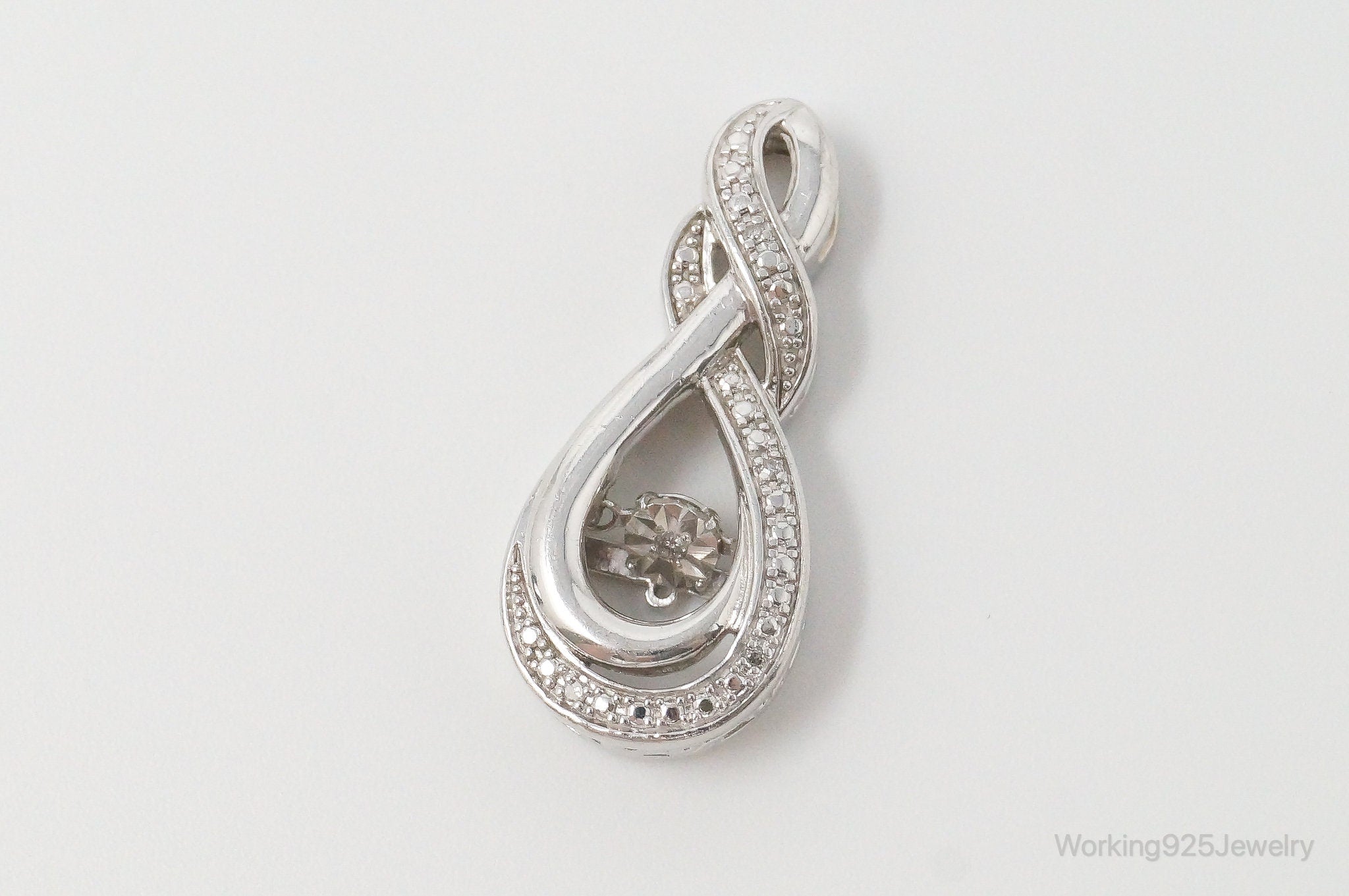 Vintage Diamond Sterling Silver Necklace Pendant