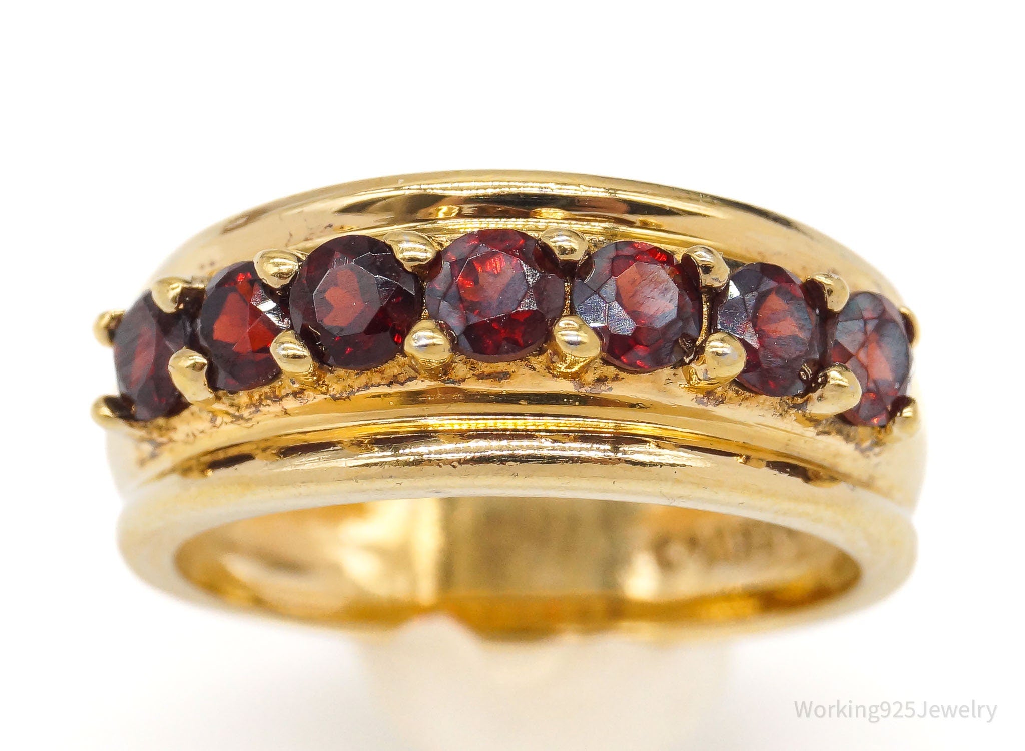 Vintage Garnet Gold Vermeil Sterling Silver Ring - Size 5.75