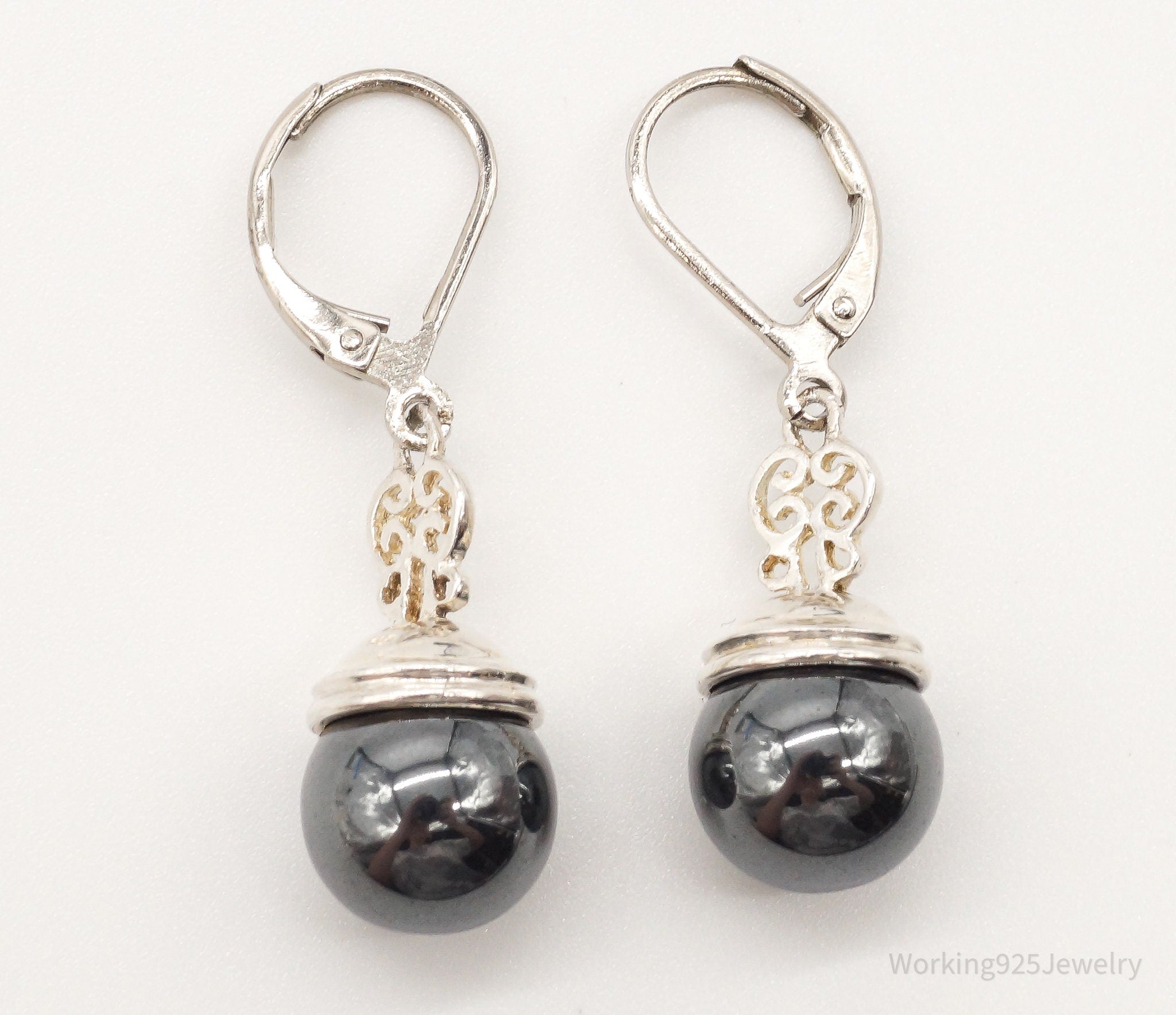 Vintage Hematite Sterling Silver Earrings