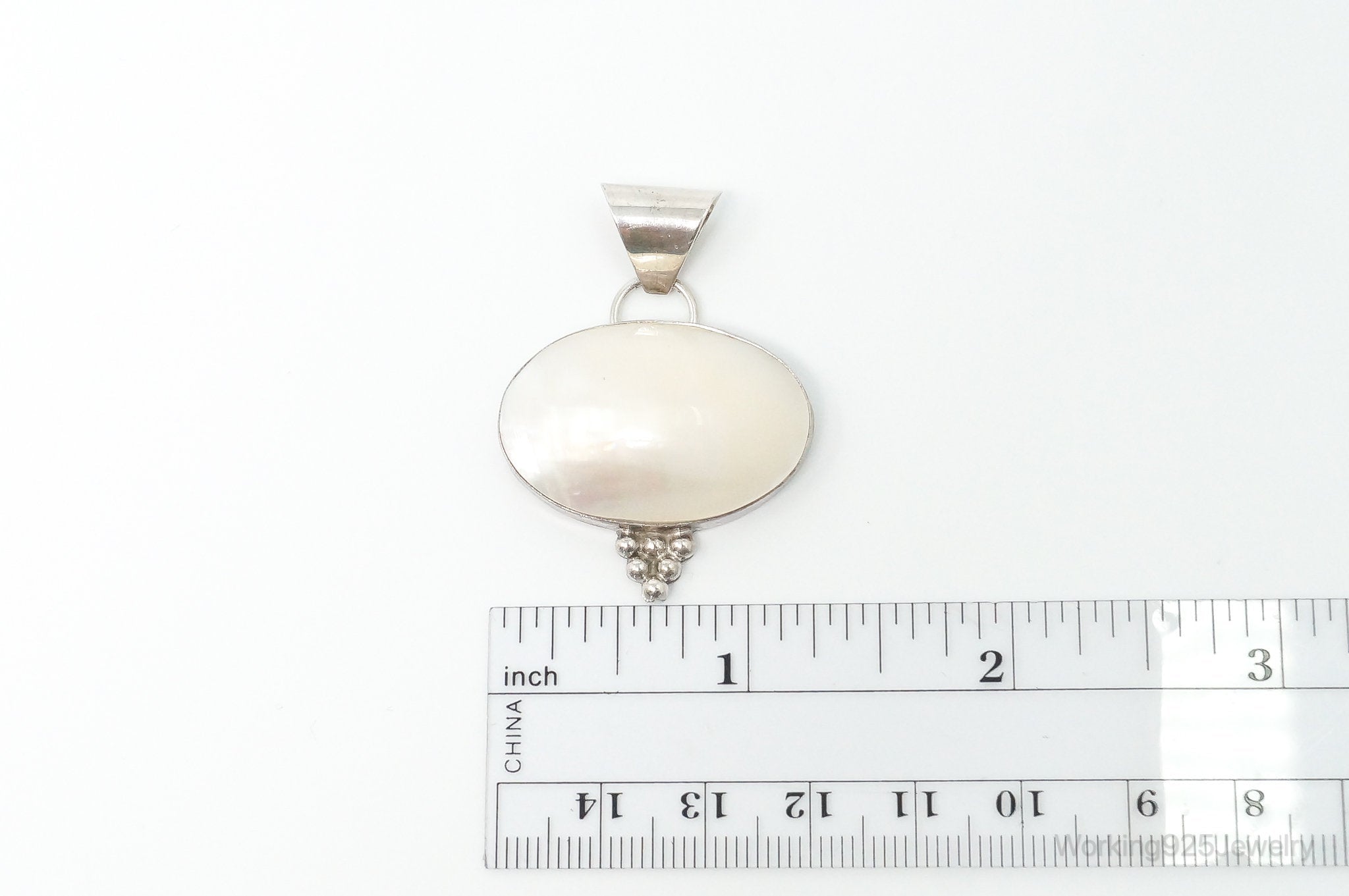 Large Native American Navajo Jason Livingston Pearl Sterling Silver Pendant