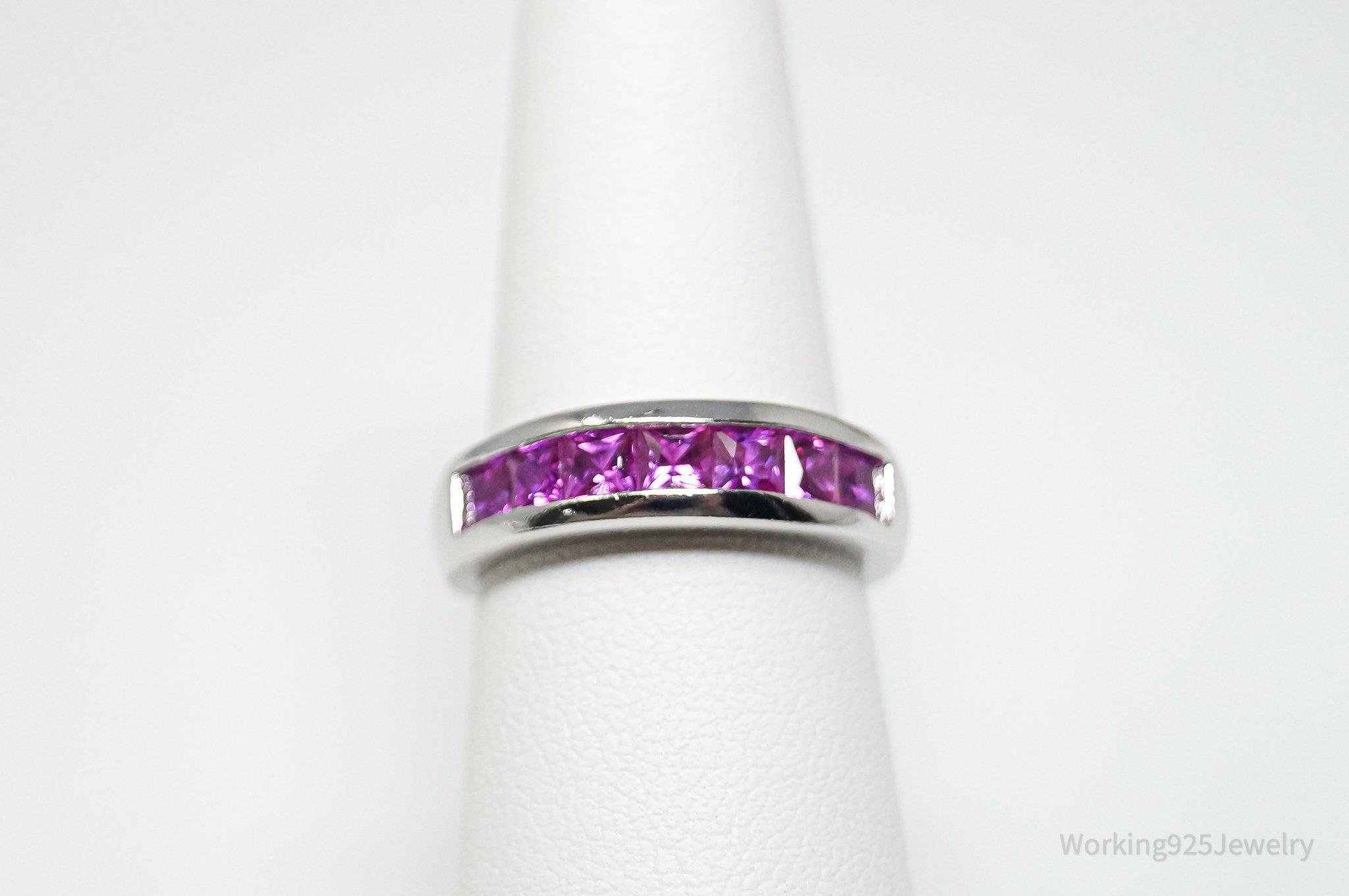 Vintage Designer LB Pink Topaz Sterling Silver Ring - Sz 5.75