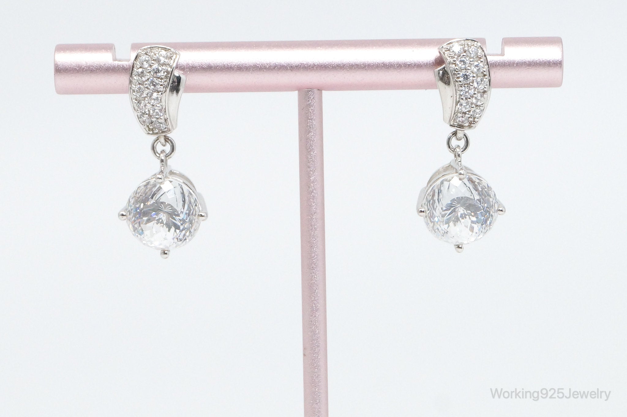 Designer MEDA Cubic Zirconia Sterling Silver Earrings