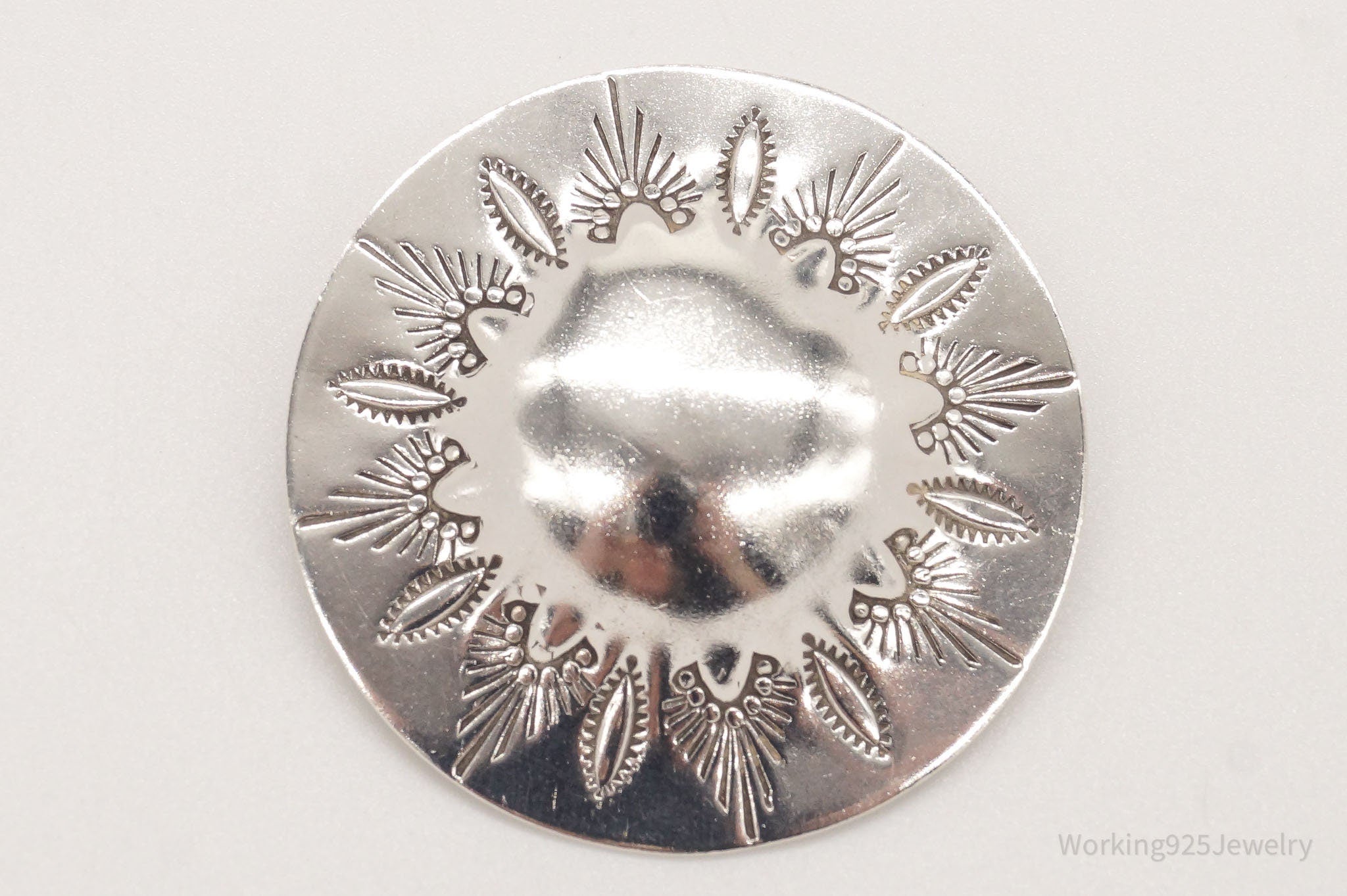 Large Vintage Native American Sterling Silver Brooch Pin