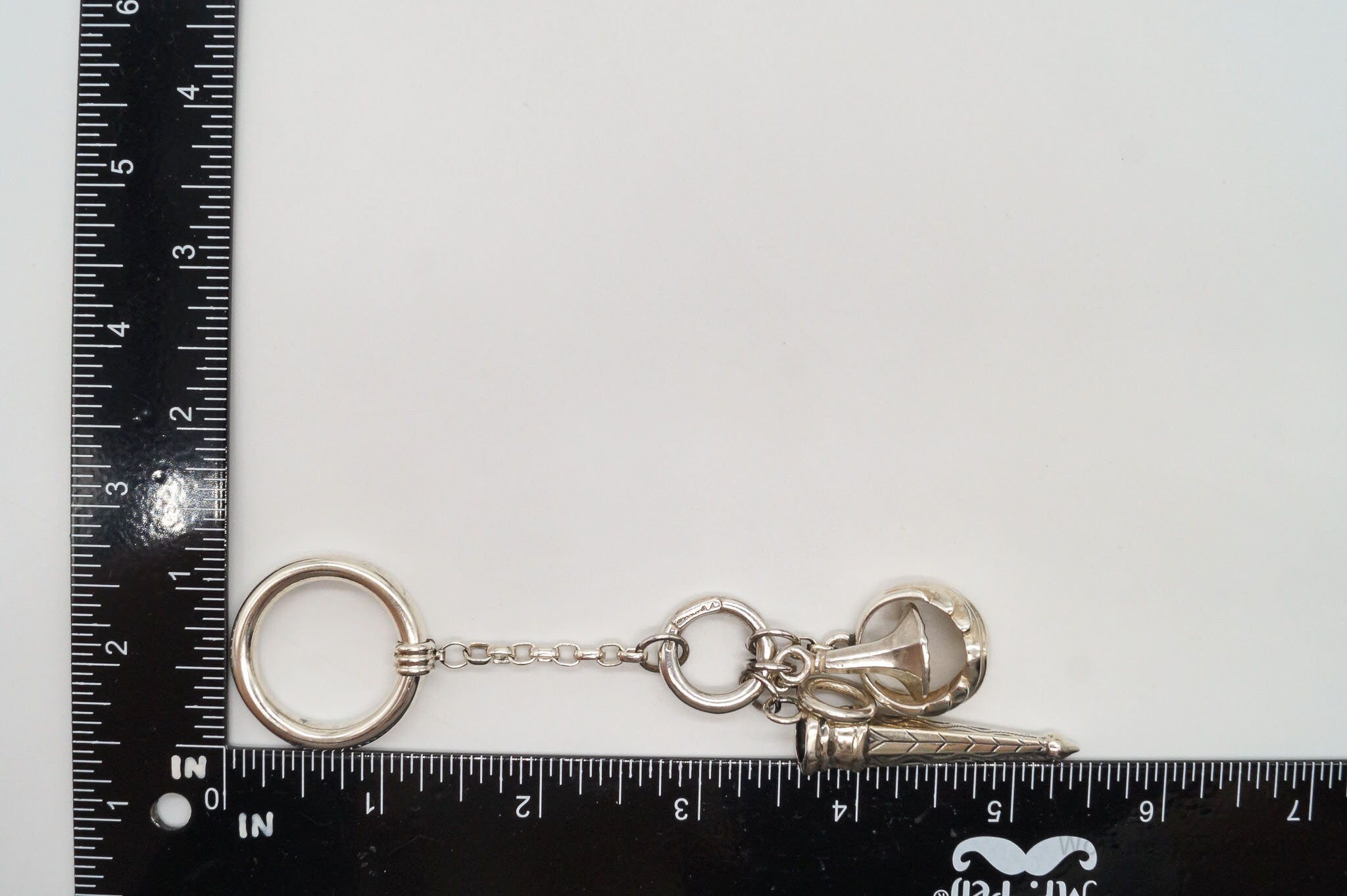 Vintage Antique Sterling Silver Charms Keychain Style Pendant