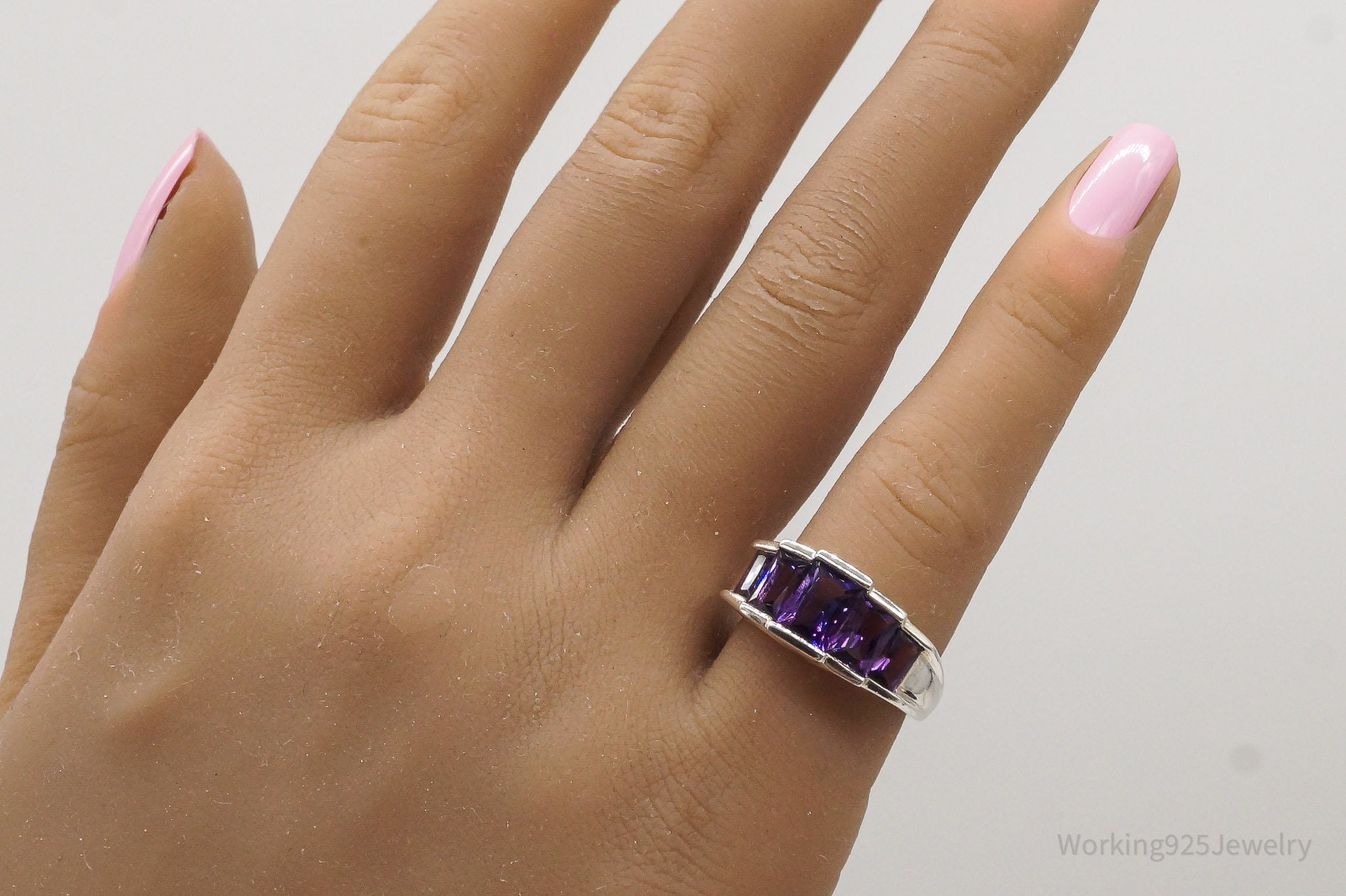 Vintage Amethyst Sterling Silver Ring - Size 6