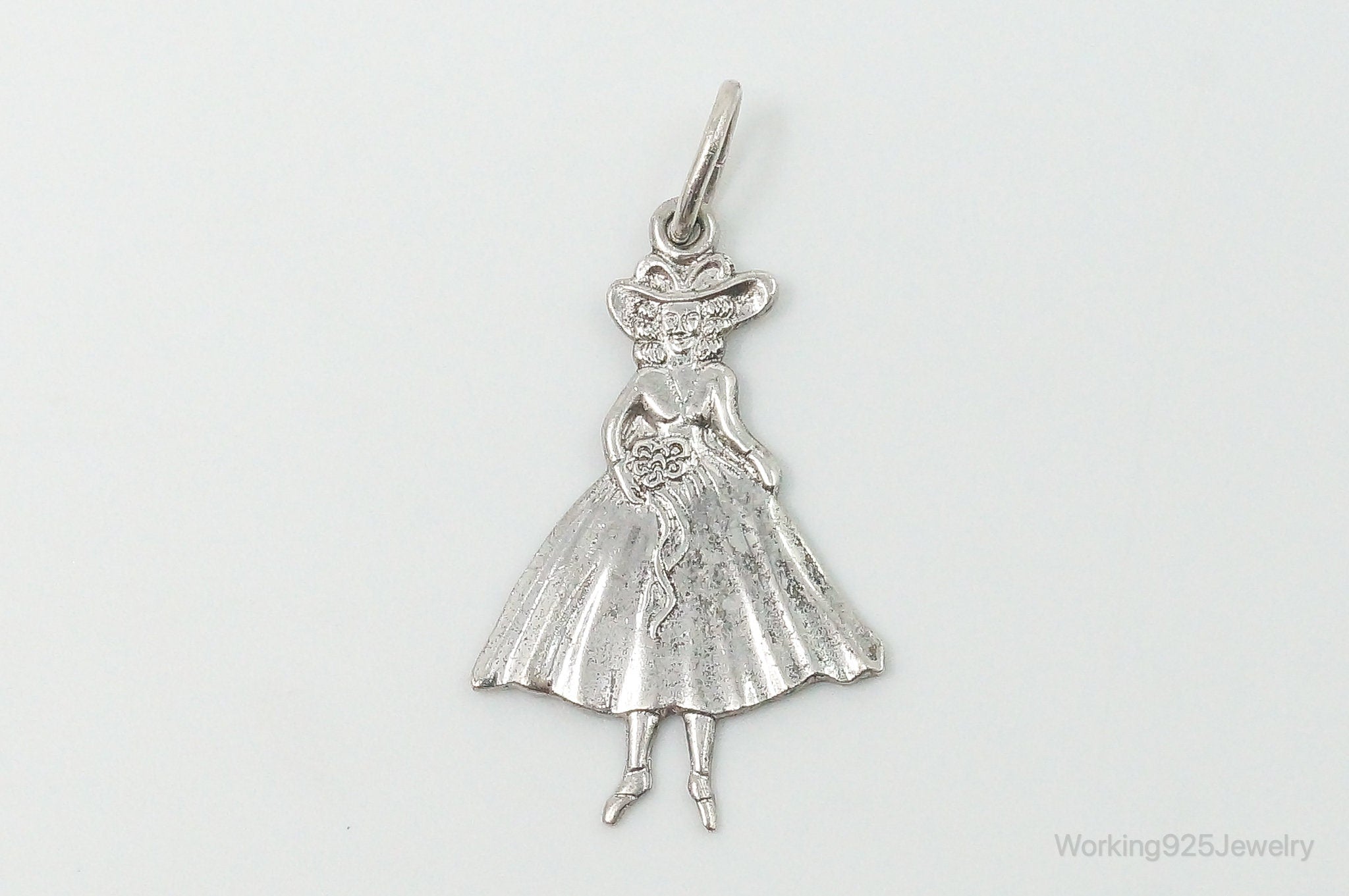 RARE Vintage Carl Art Fancy Lady In Dress & Hat Sterling Silver Charm