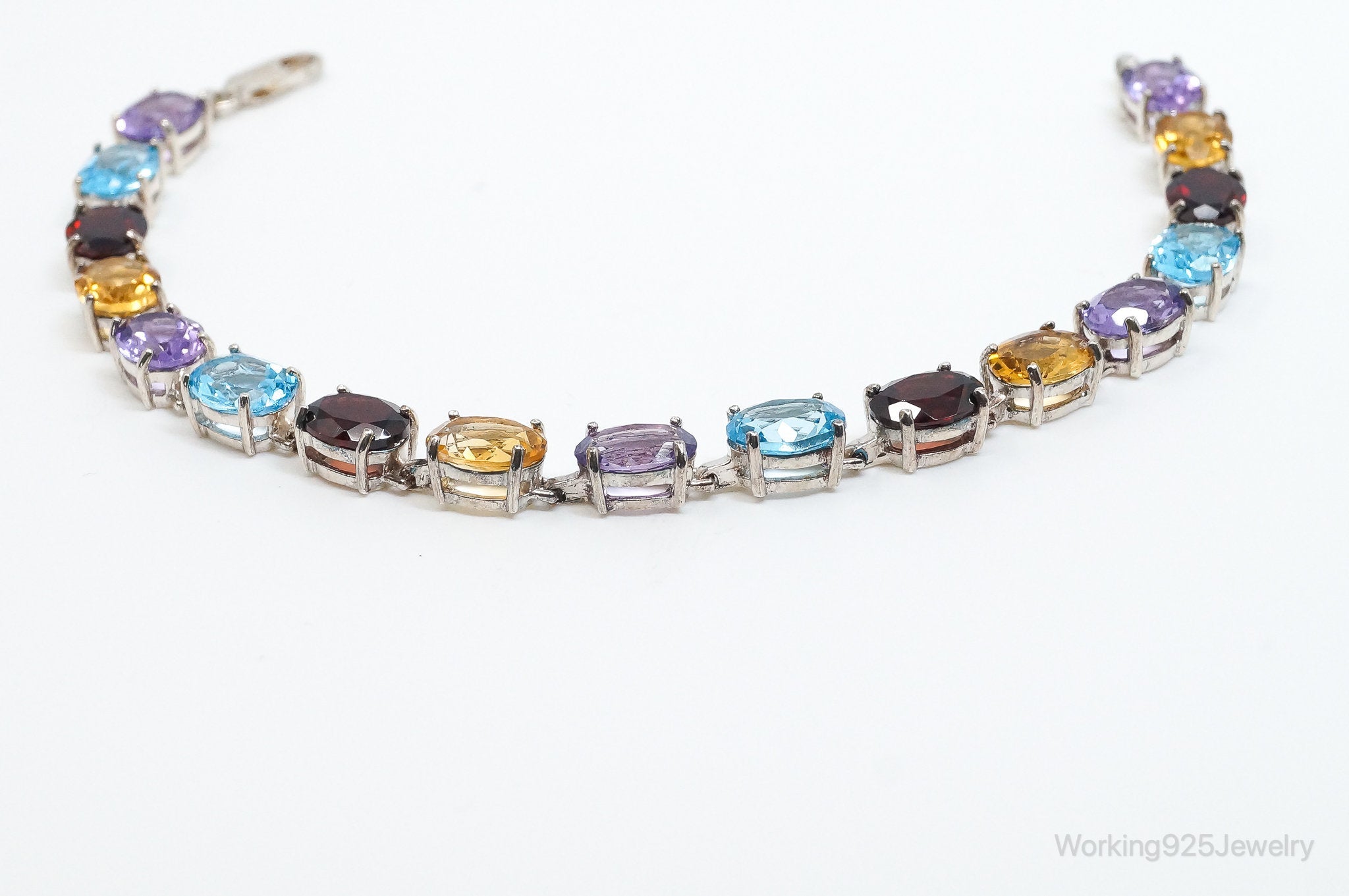 Vintage Designer CID Multi Gem Sterling Silver Bracelet