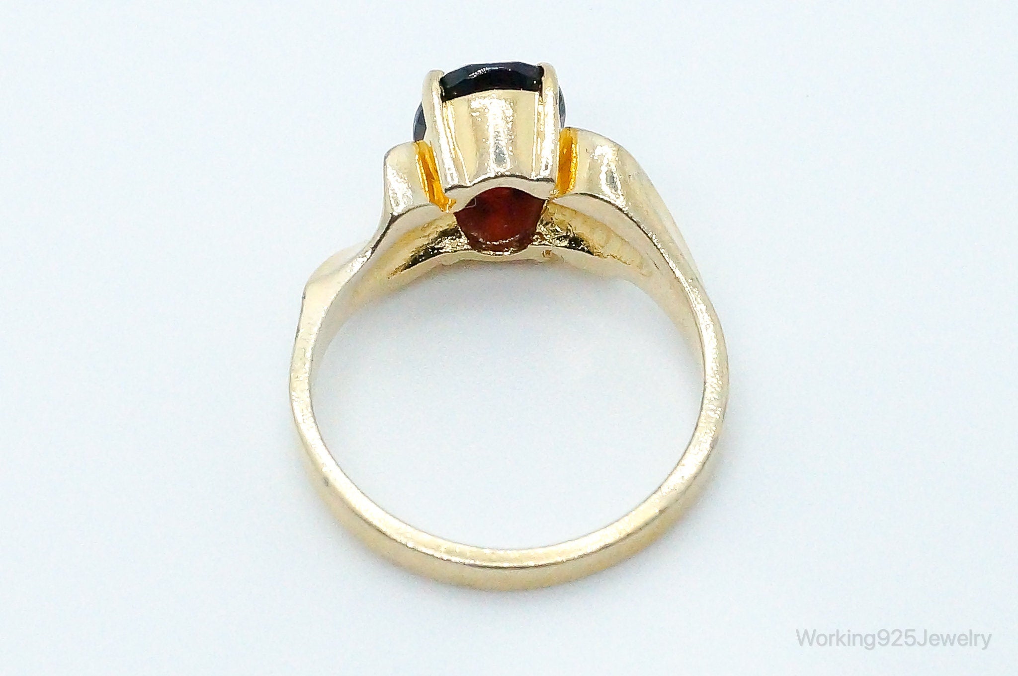 Vintage Garnet Gold Vermeil Sterling Silver Ring - Size 7