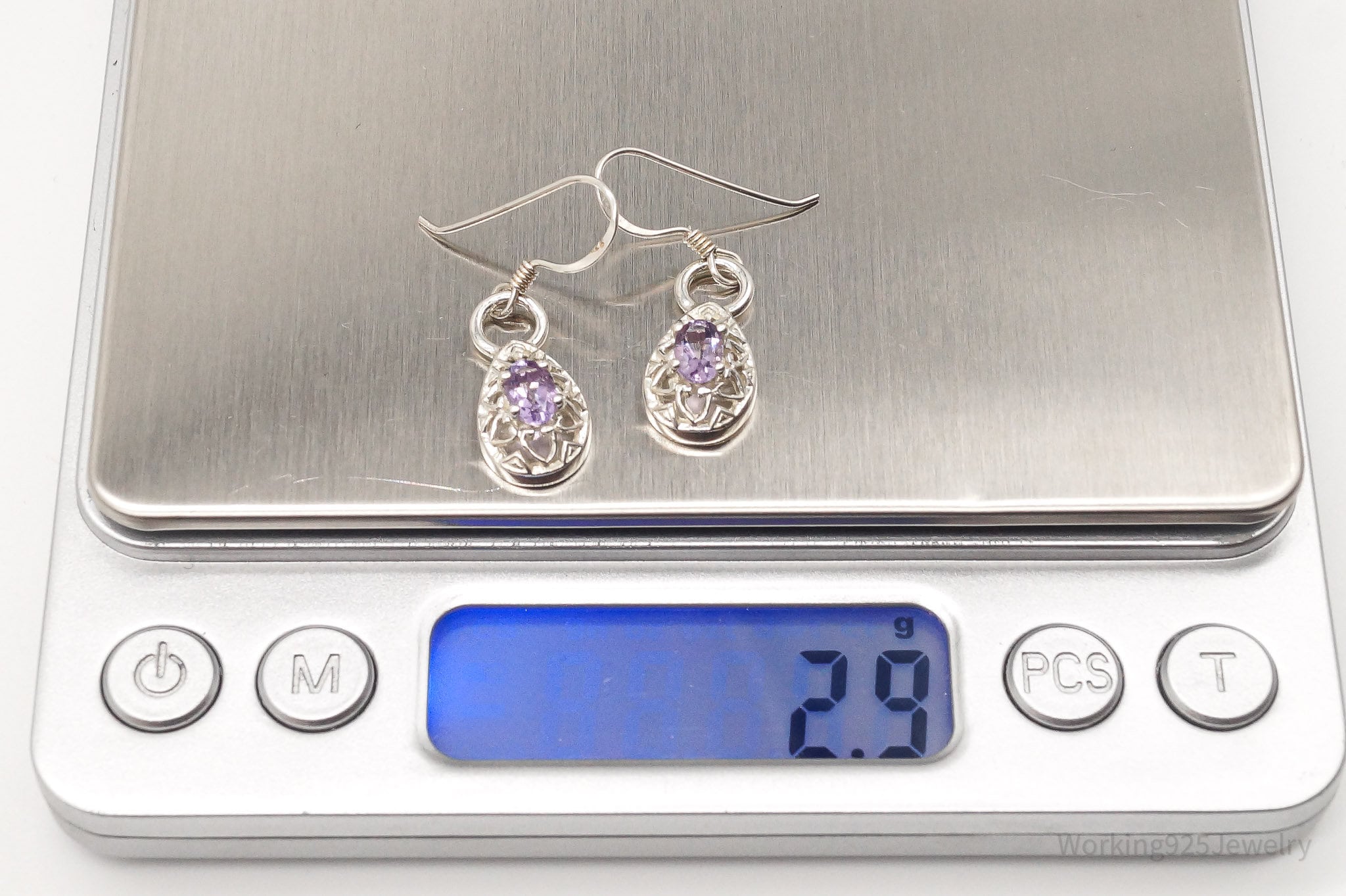 Vintage Designer CNA Amethyst Sterling Silver Earrings