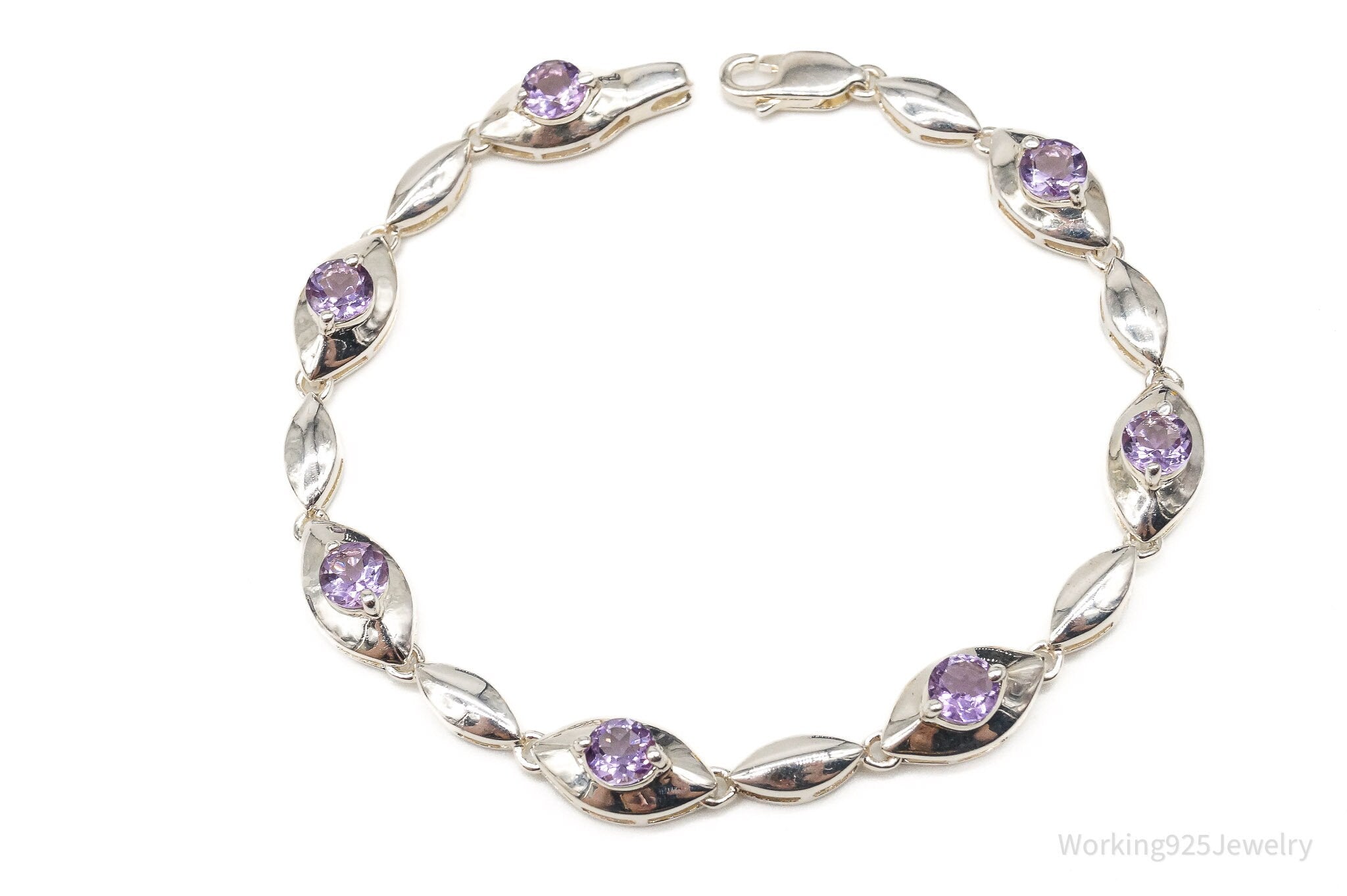 Vintage Amethyst Sterling Silver Bracelet