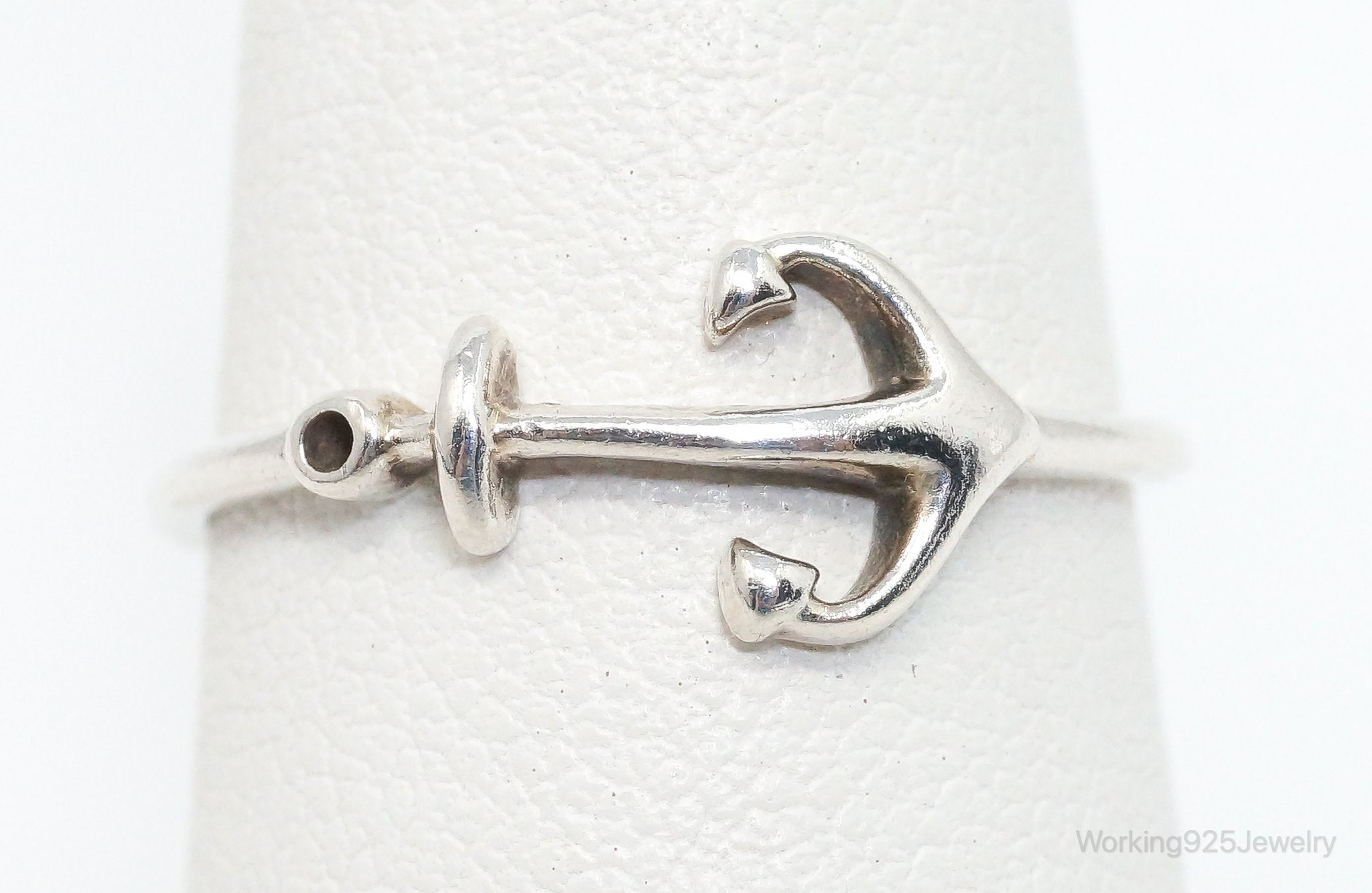 Designer BOMA Anchor Sterling Silver Ring - Size 7