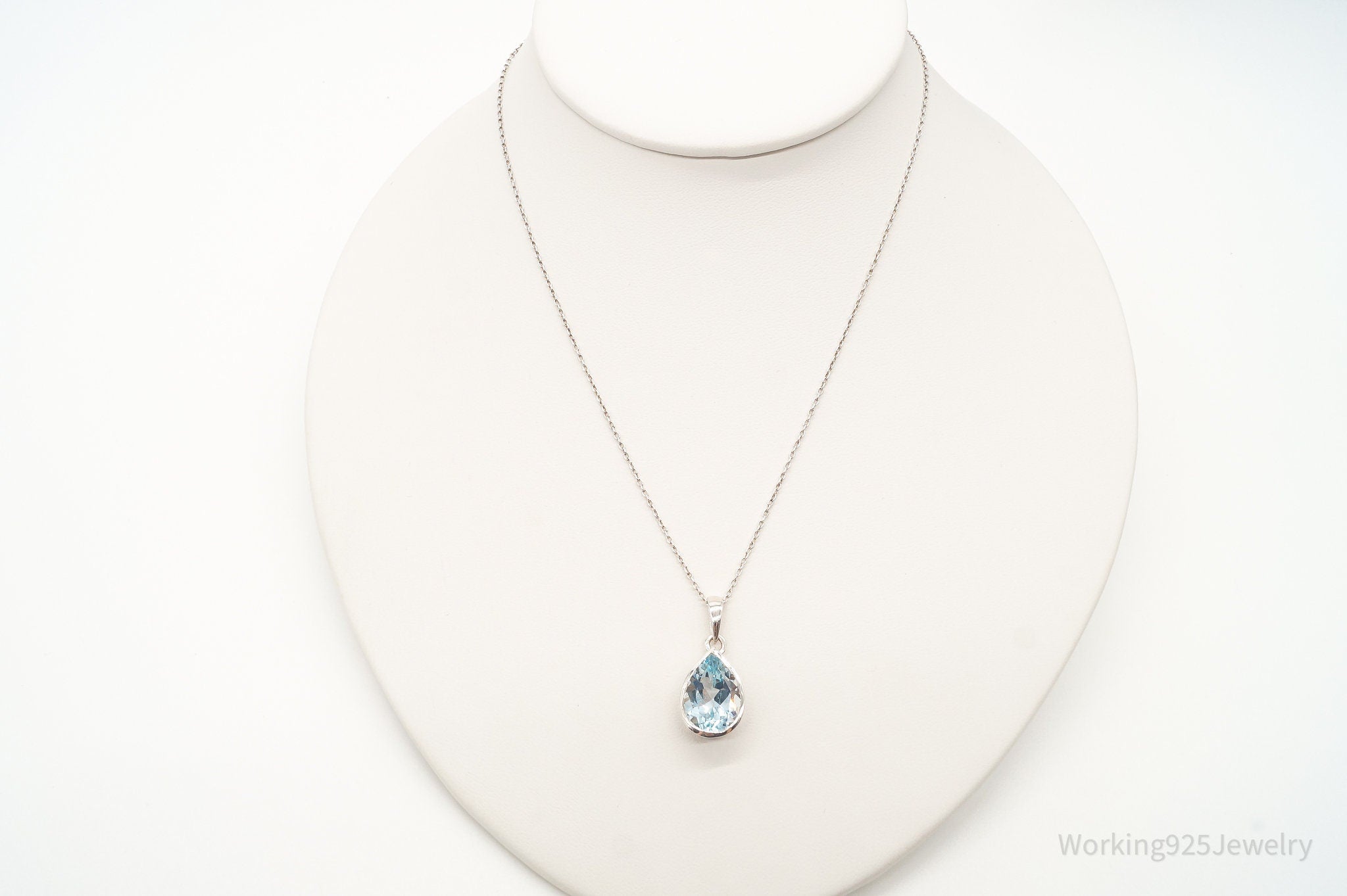 Vintage Blue Topaz Sterling Silver Necklace