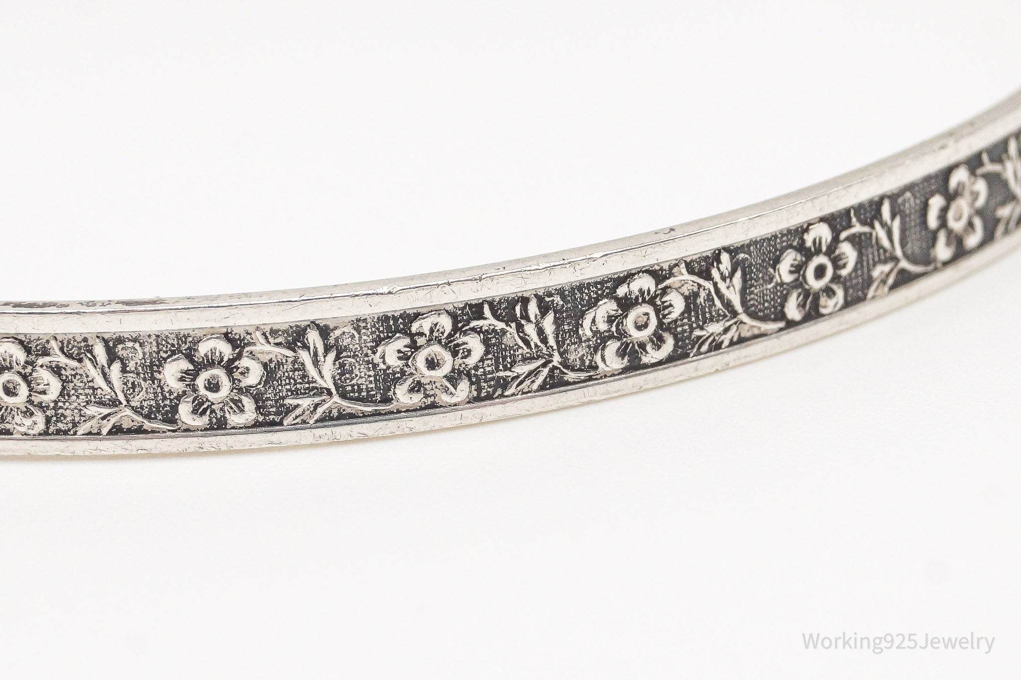 Antique Beau Art Nouveau Sterling Silver Bangle Bracelet 7.75