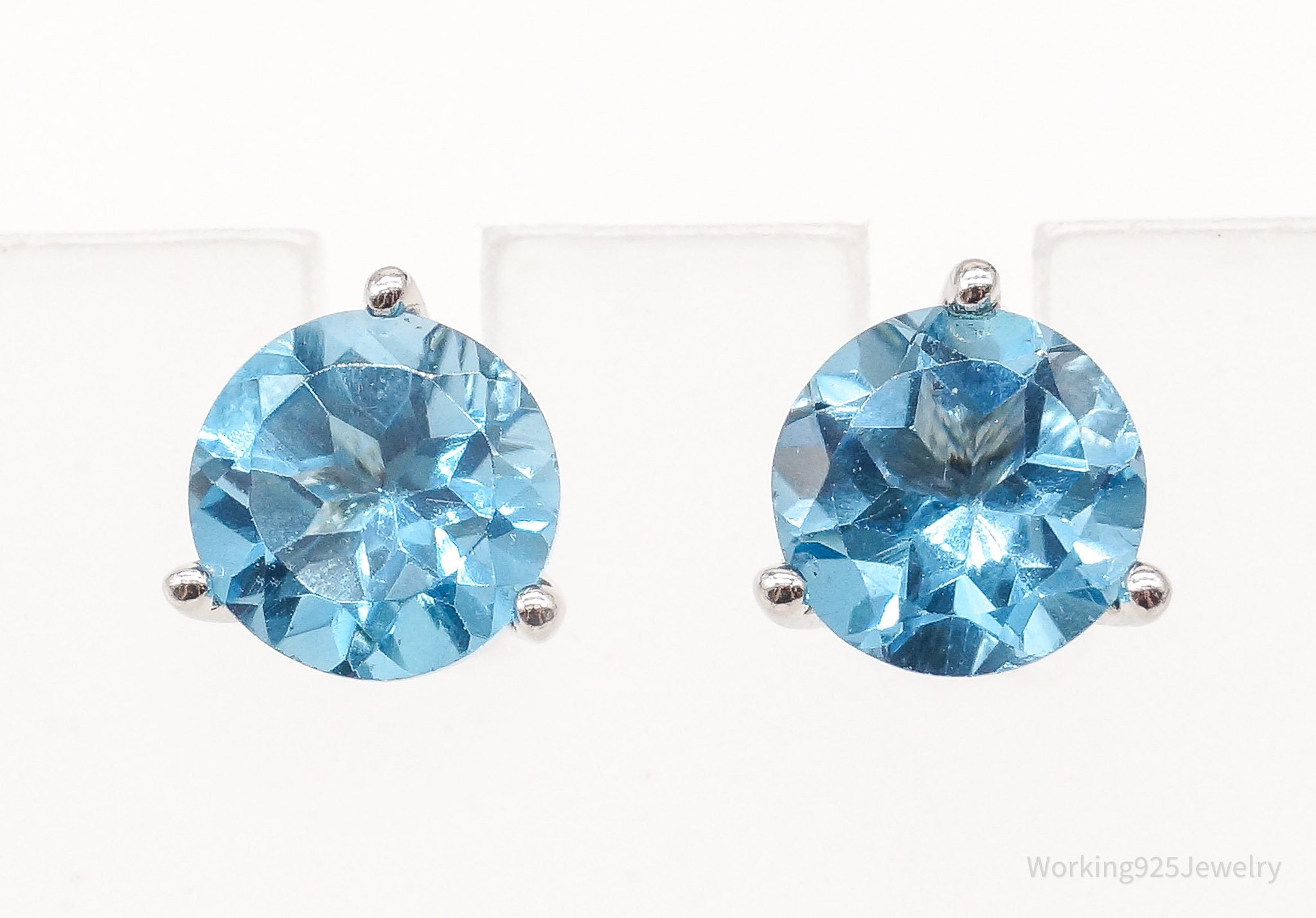 Vintage Blue Topaz Sterling Silver Earrings