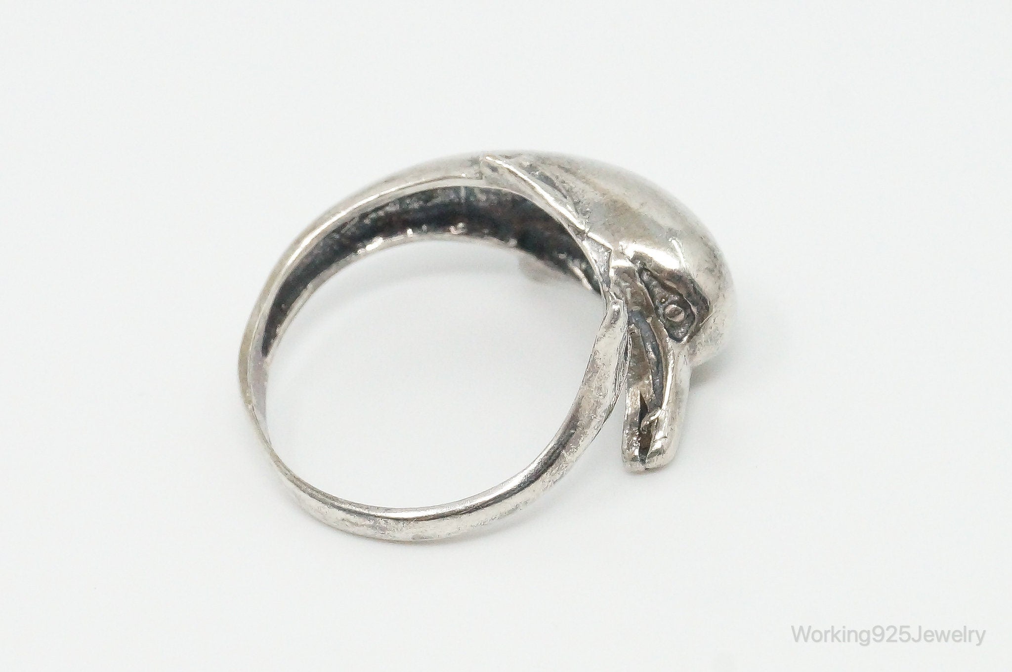 Vintage Dolphin Sterling Silver Wrap Ring - Size 7