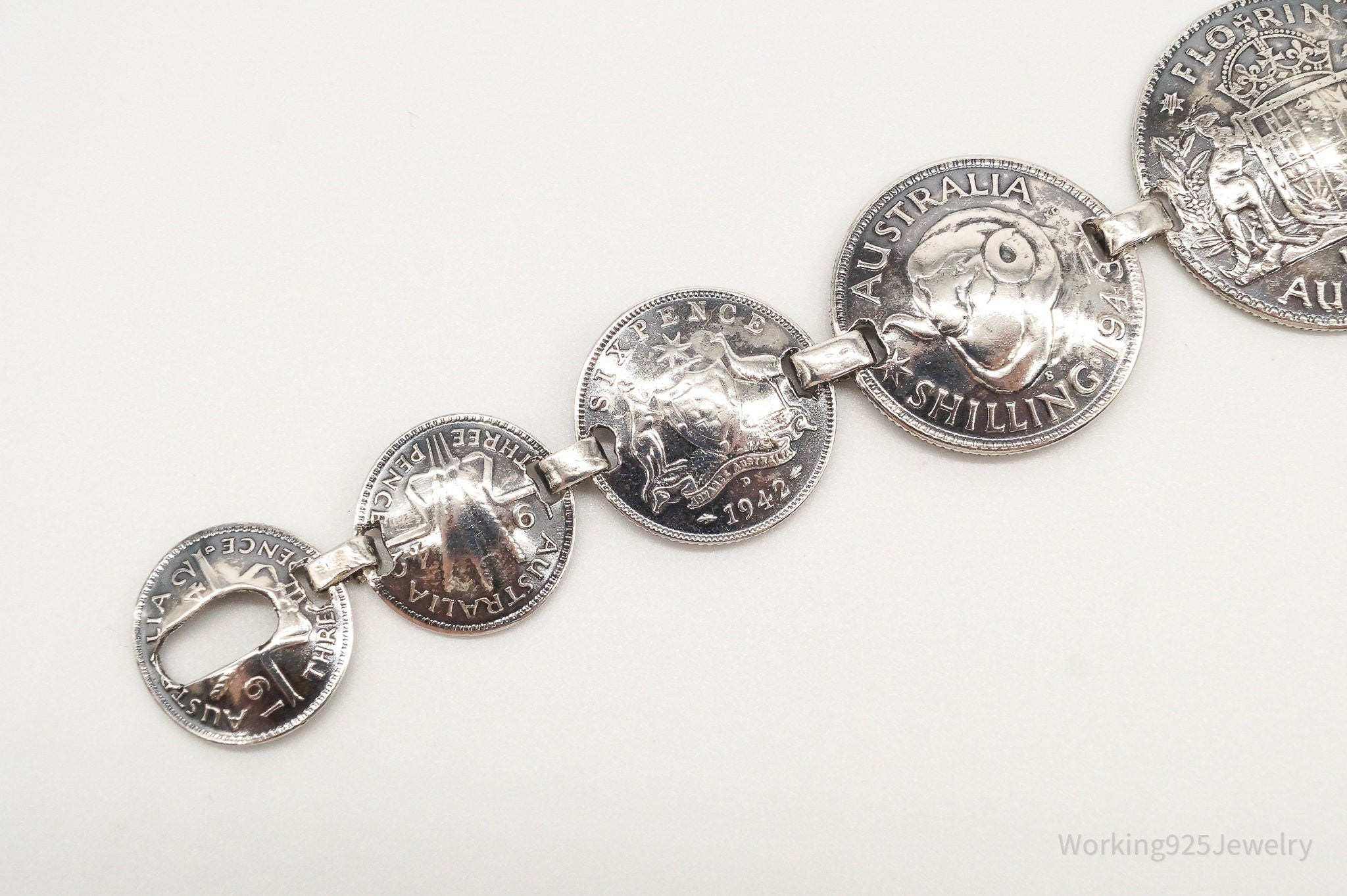 Vintage Australian 1940s Coins Silver Bracelet