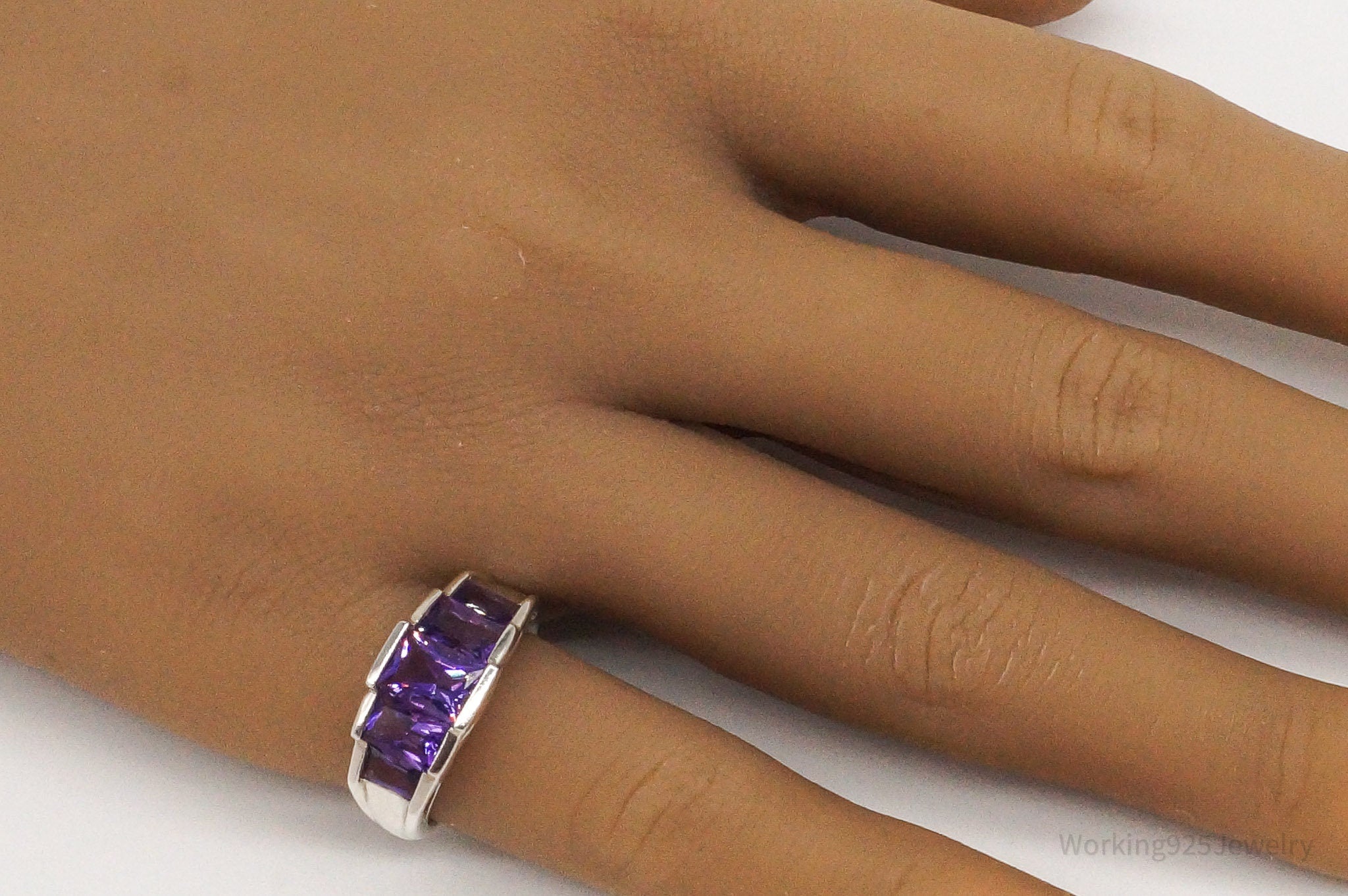 Vintage Amethyst Sterling Silver Ring - Size 6