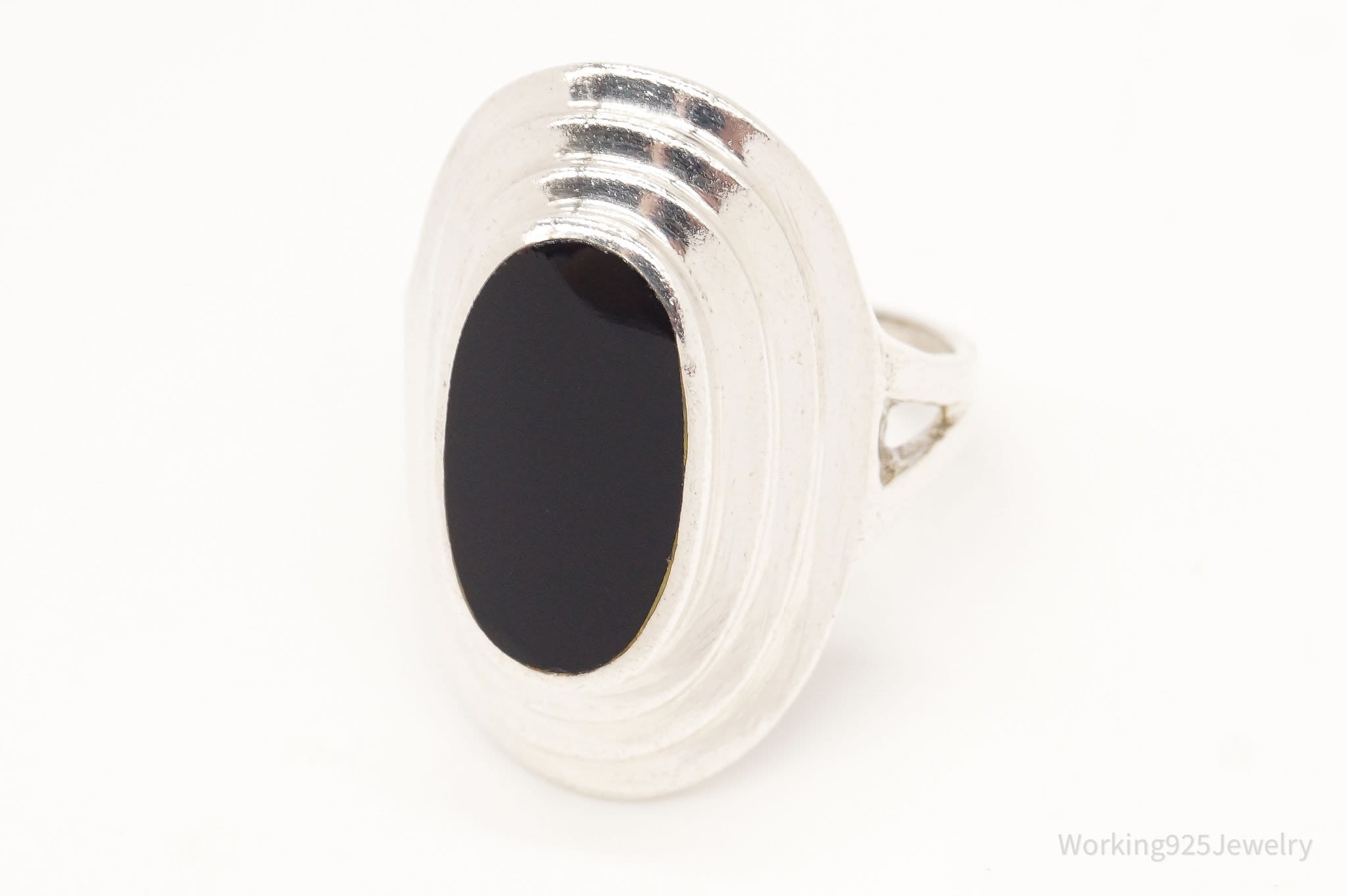 Vintage Black Onyx Sterling Silver Ring - Size 6