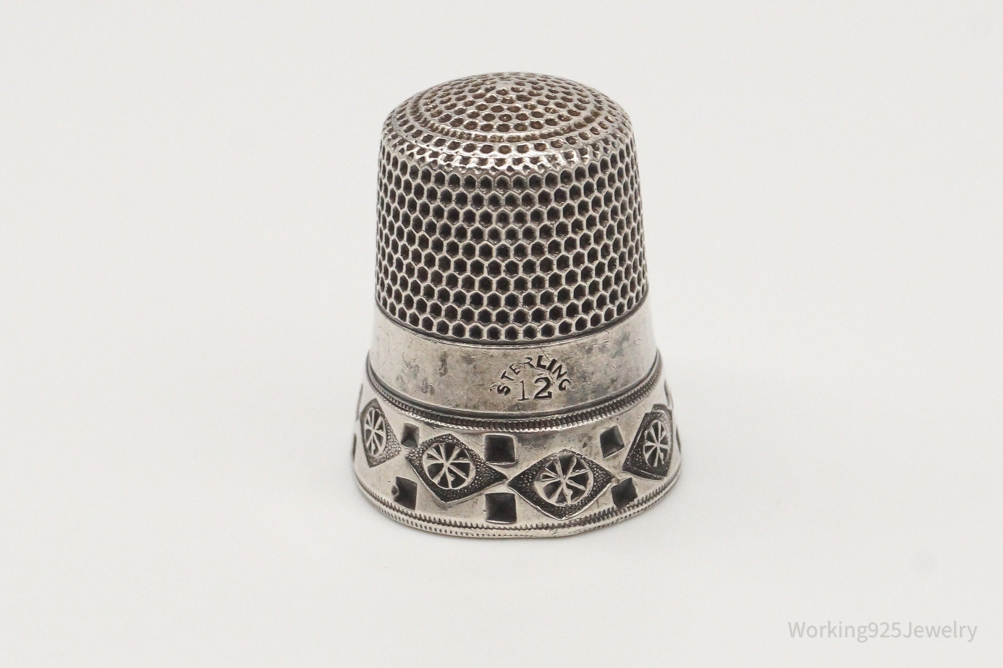 Antique Simons Bros & Co Dome Sterling Silver Thimble Size 12