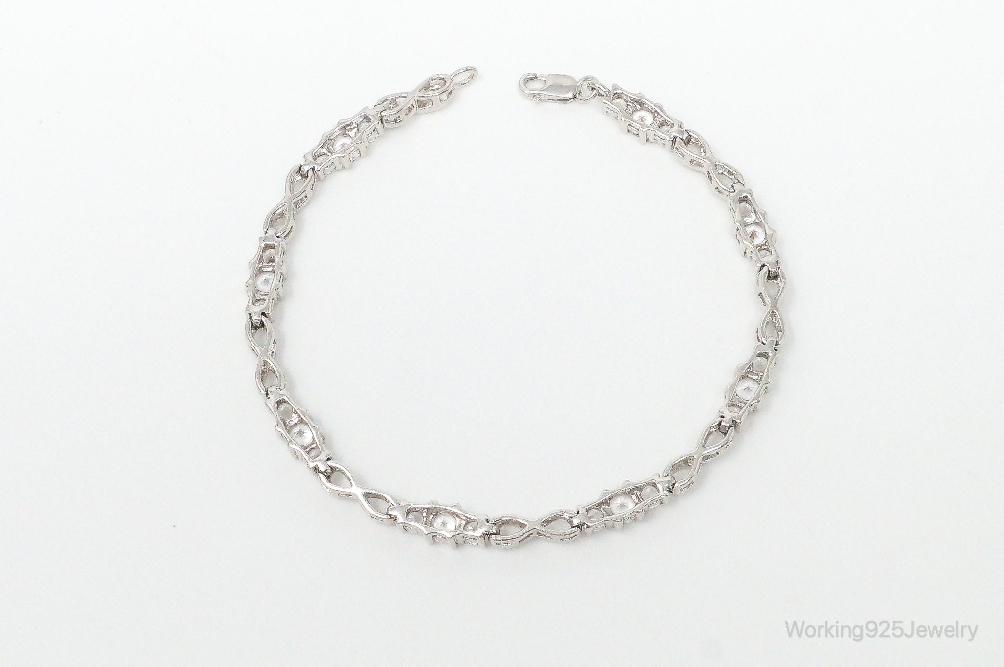 Vintage Designer Cubic Zirconia Sterling Silver Bracelet