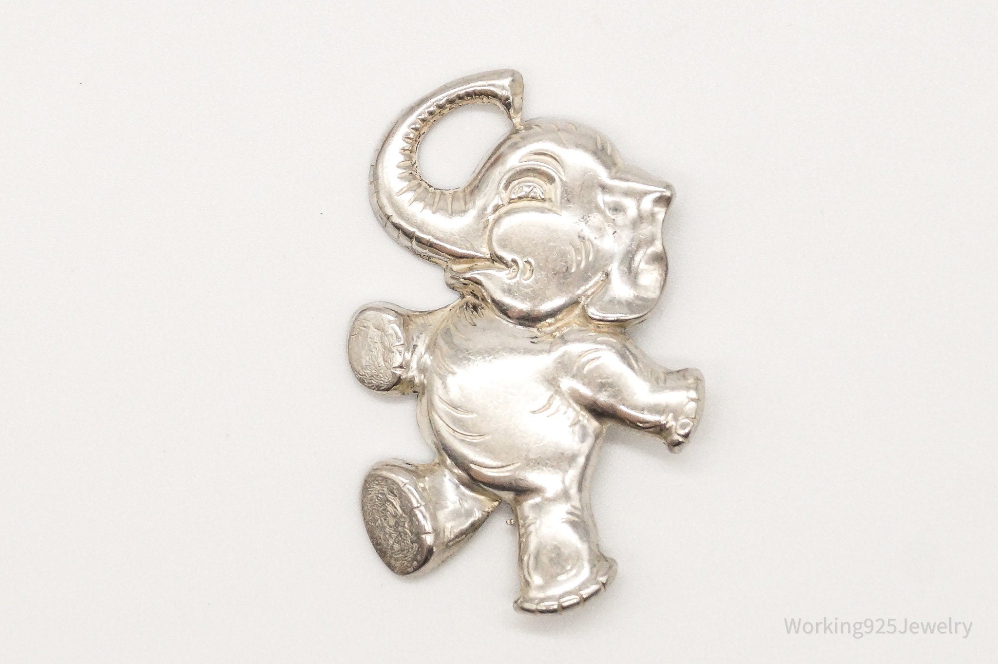 Large Antique Elephant Sterling Silver Brooch Pin