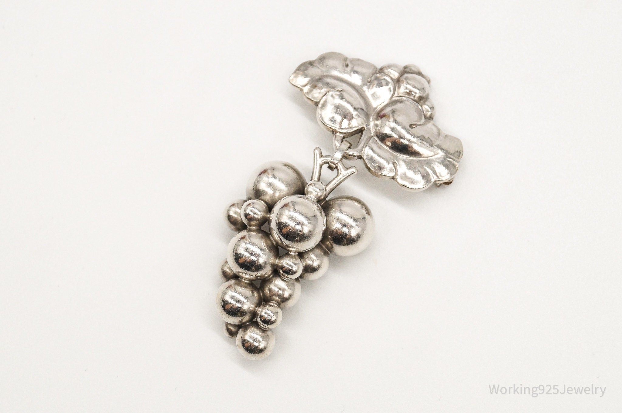 1920s Georg Jensen Moonlight Grapes 217B Sterling Silver Brooch Pin