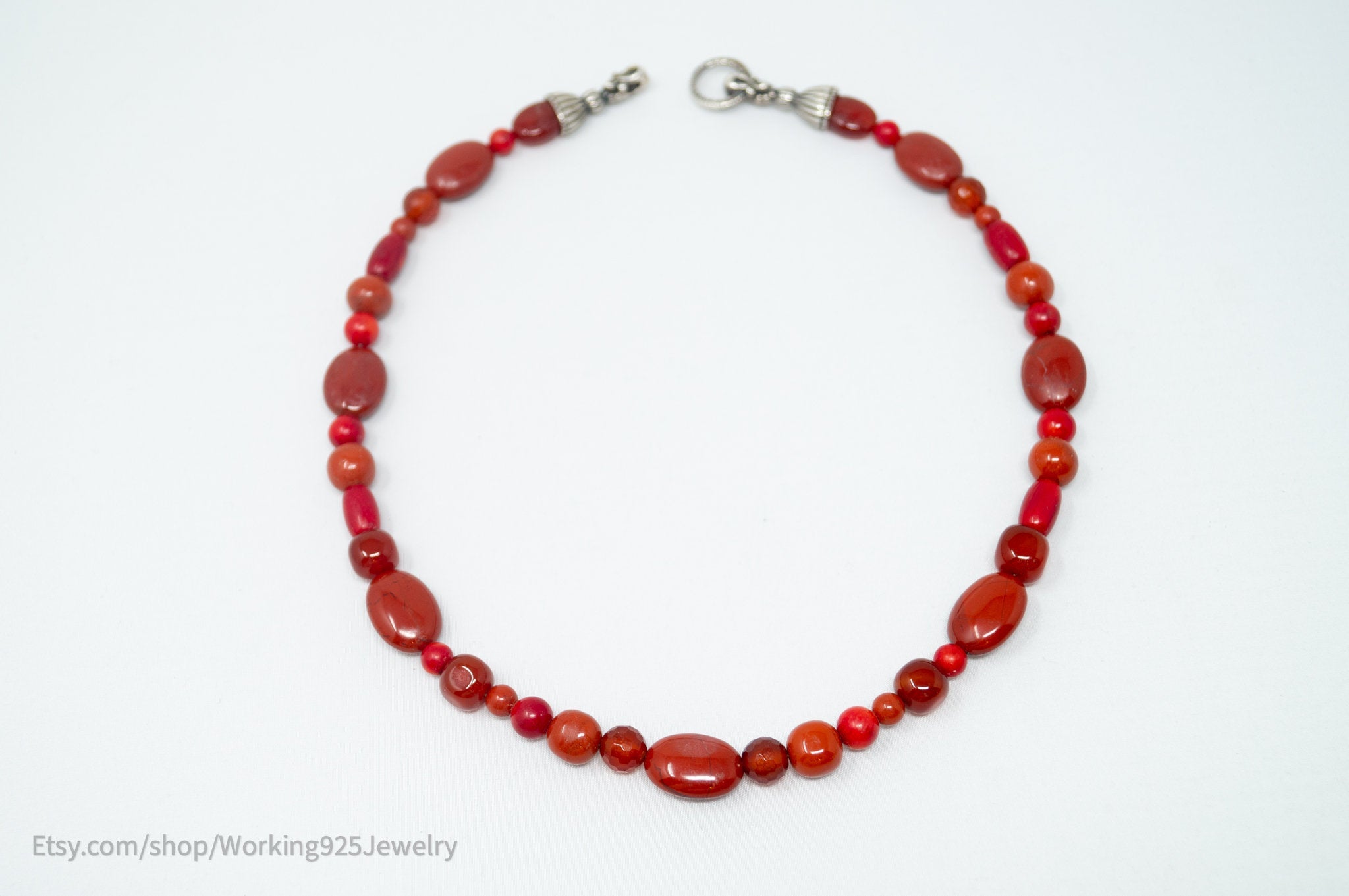 Designer Carolyn Pollack Relios Carnelian Red Jasper Sterling Silver Necklace