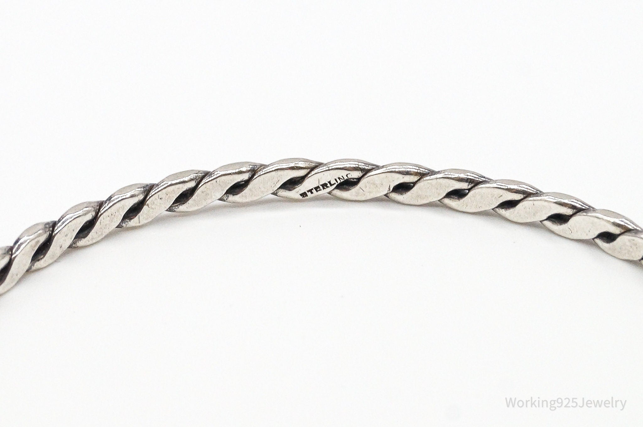 Antique Art Deco Cable Twist Sterling Silver Bracelet