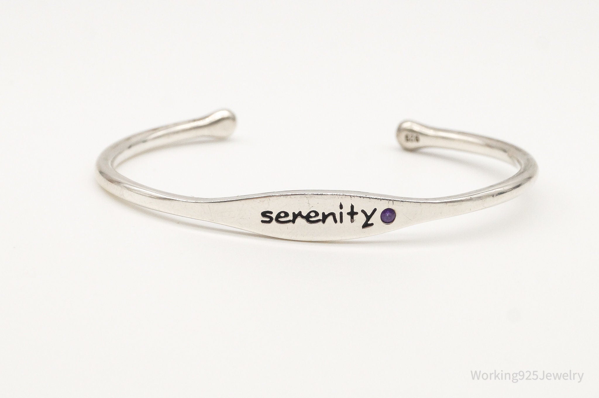 Serenity Prayer Amethyst Sterling Silver Cuff Bracelet