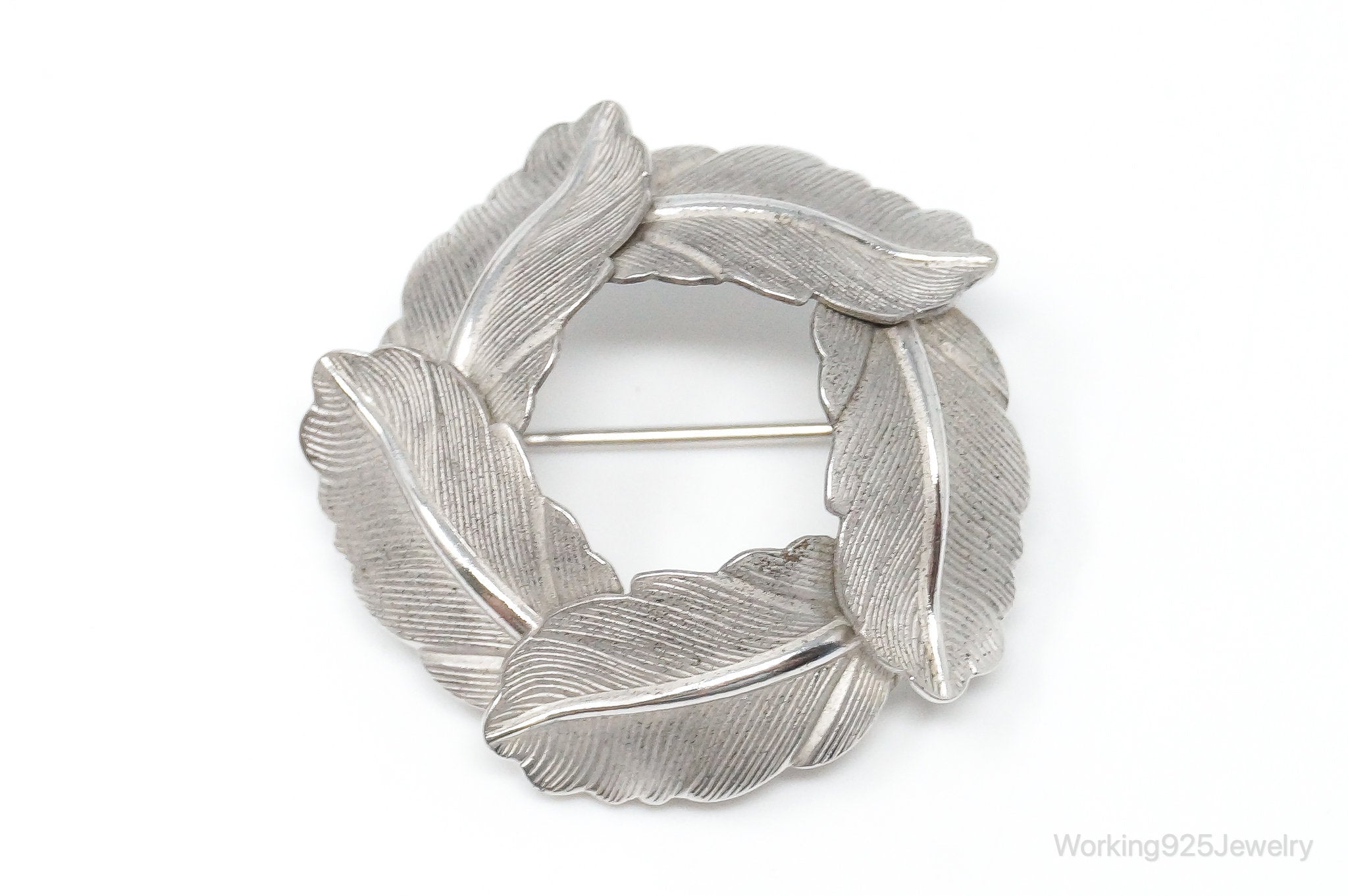 Vintage Designer Carl-Art Leaves Sterling Silver Brooch Pin