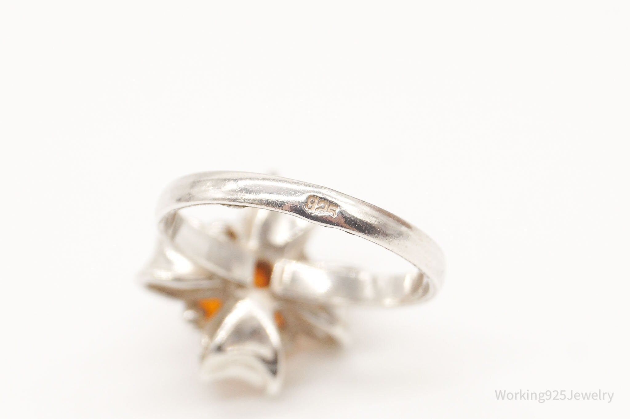 Vintage Baltic Amber Sterling Silver Ring - Size 6.75