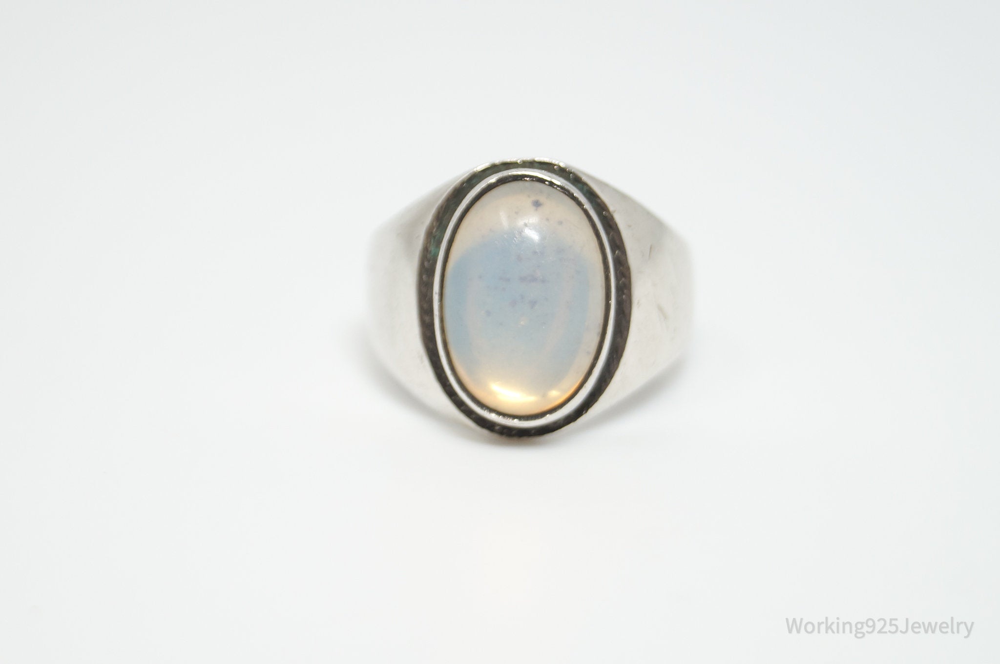 Large Vintage Mexico Opalite Sterling Silver Ring - Sz 8