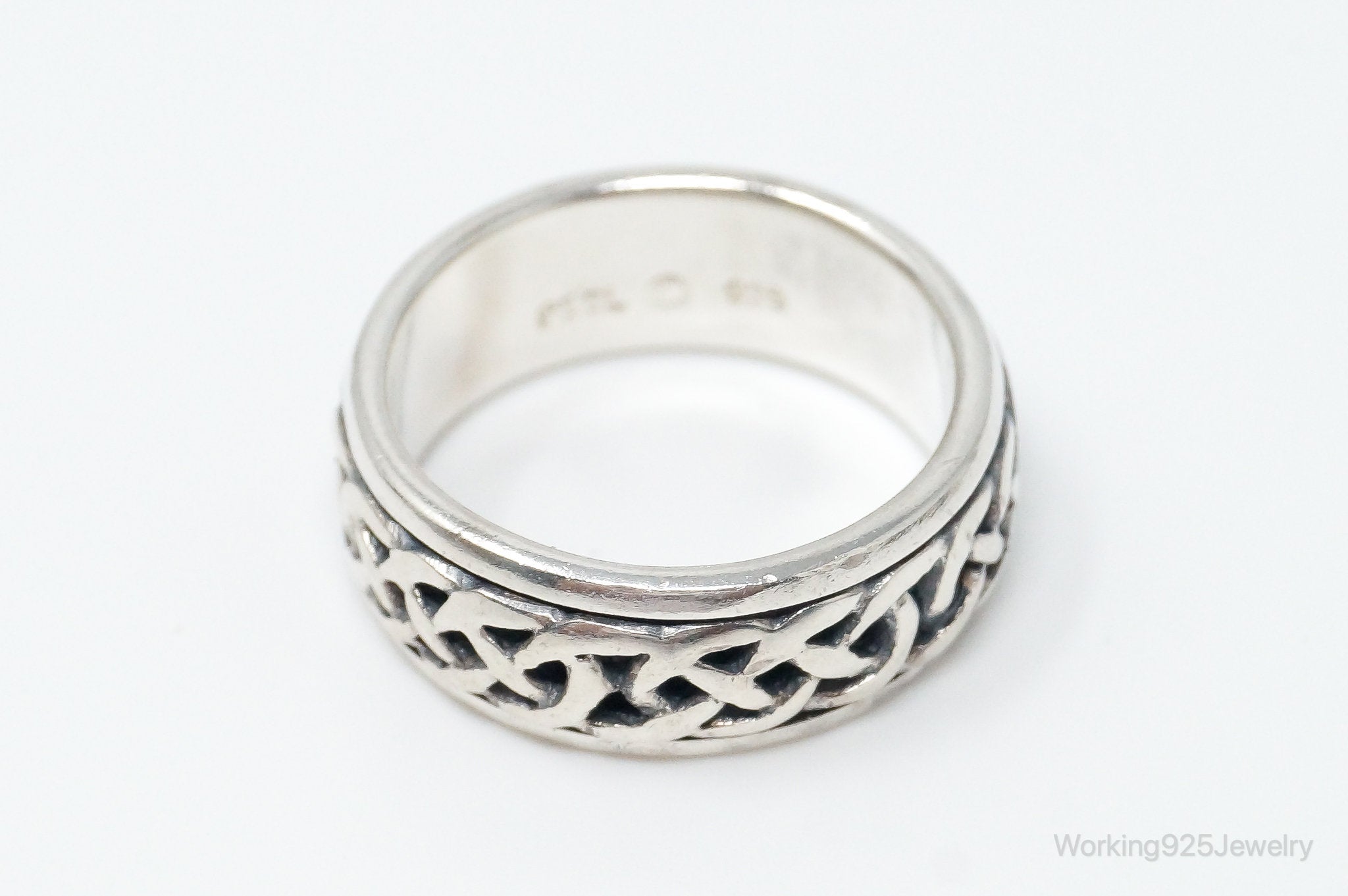 Vintage Designer PSCL Celtic Knot Sterling Silver Spinner Band Ring Size 6.75