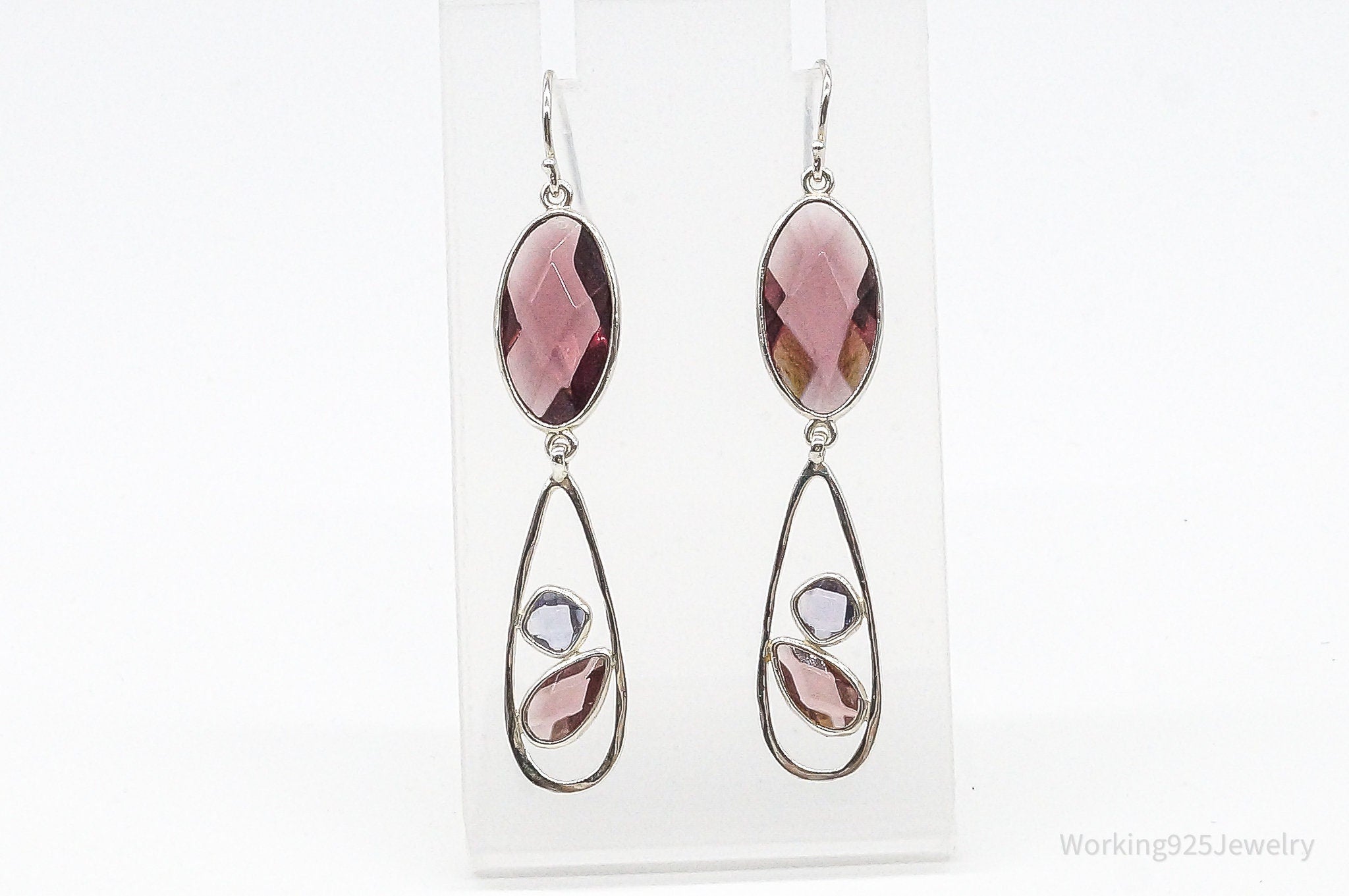 Designer Silpada Retired Long Glass Sterling Silver Earrings