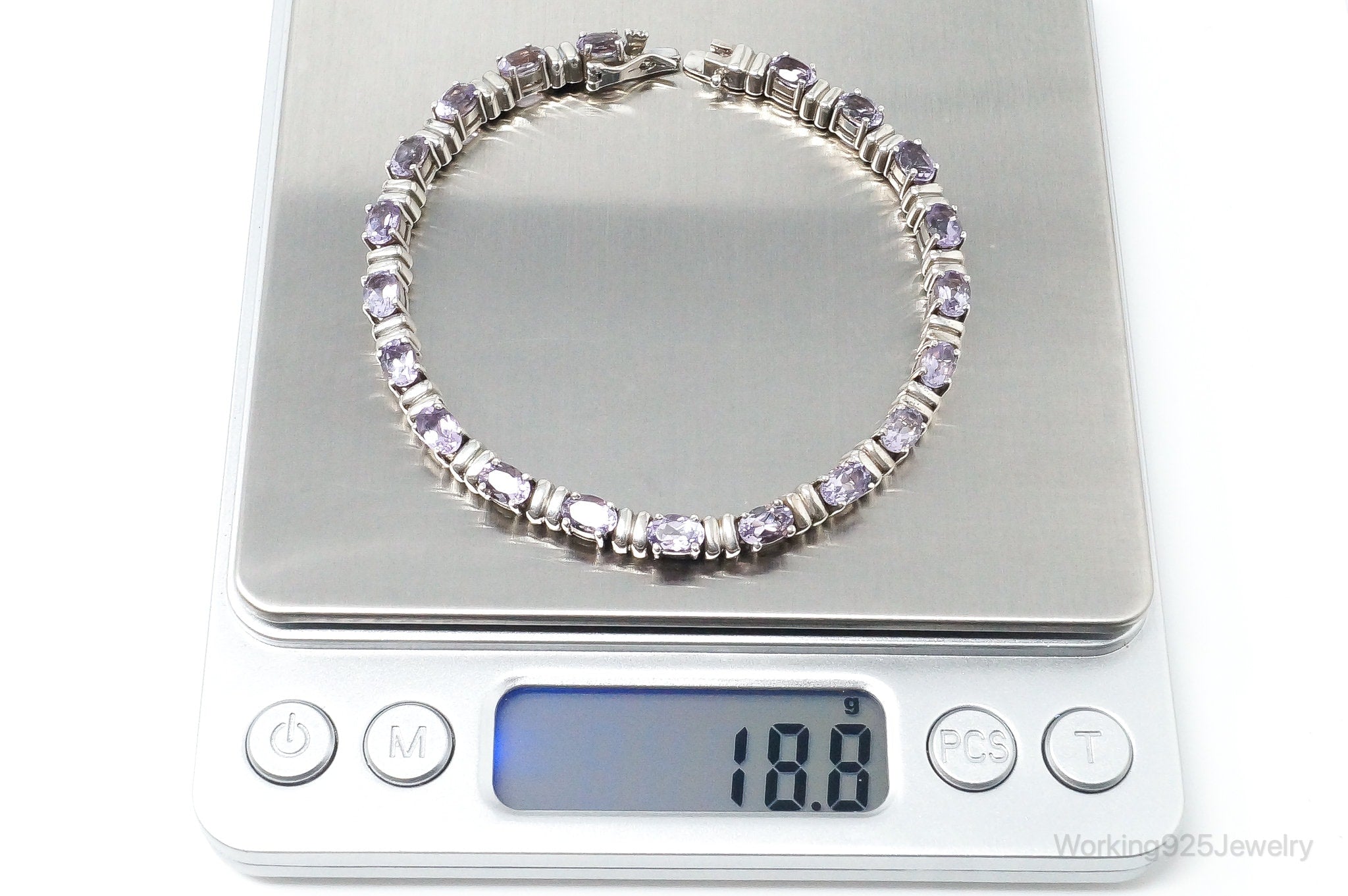 Vintage Art Deco Amethyst Sterling Silver Tennis Bracelet