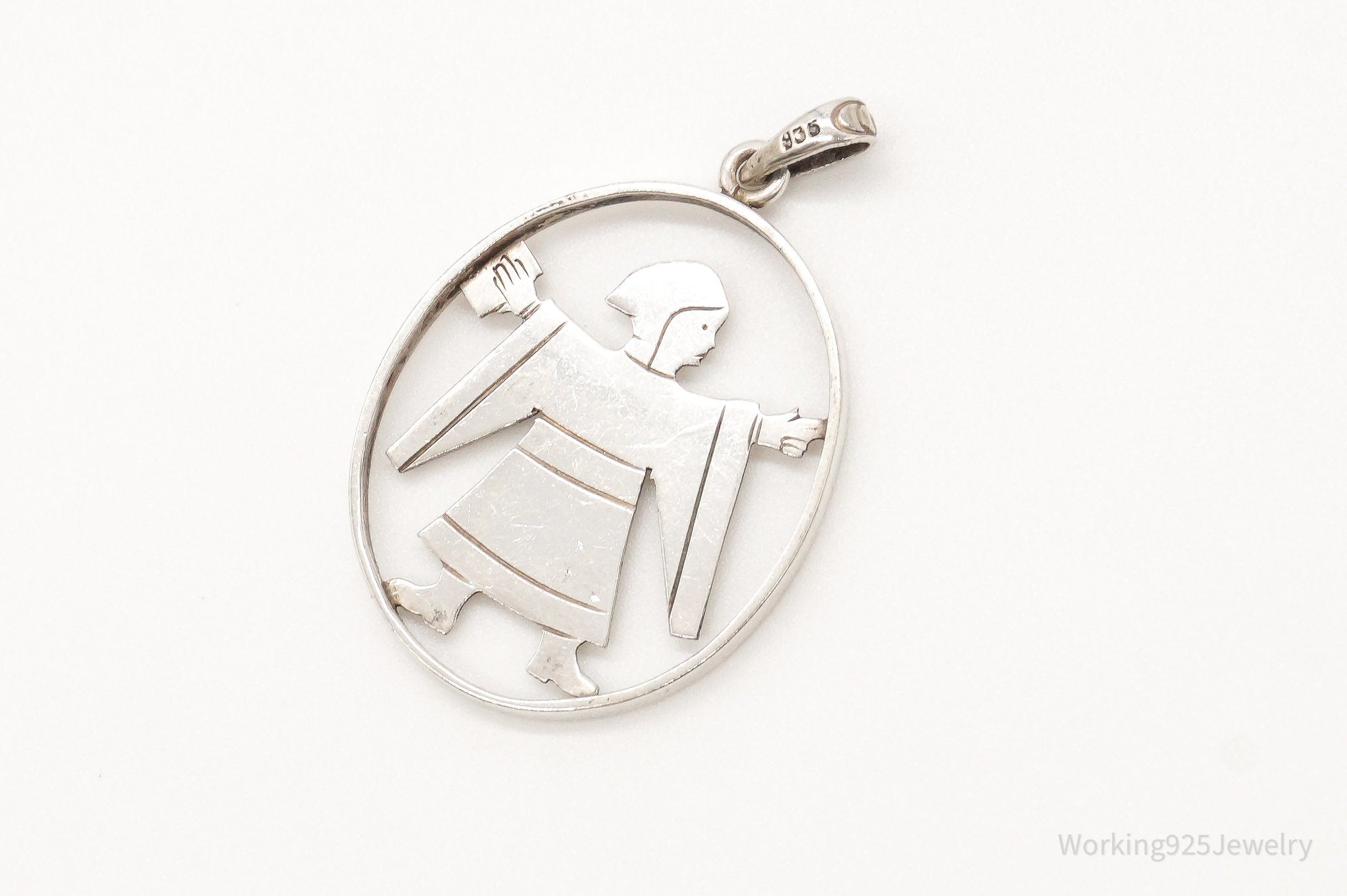 Vintage Cut Out Cloak Man 835 Silver Pendant