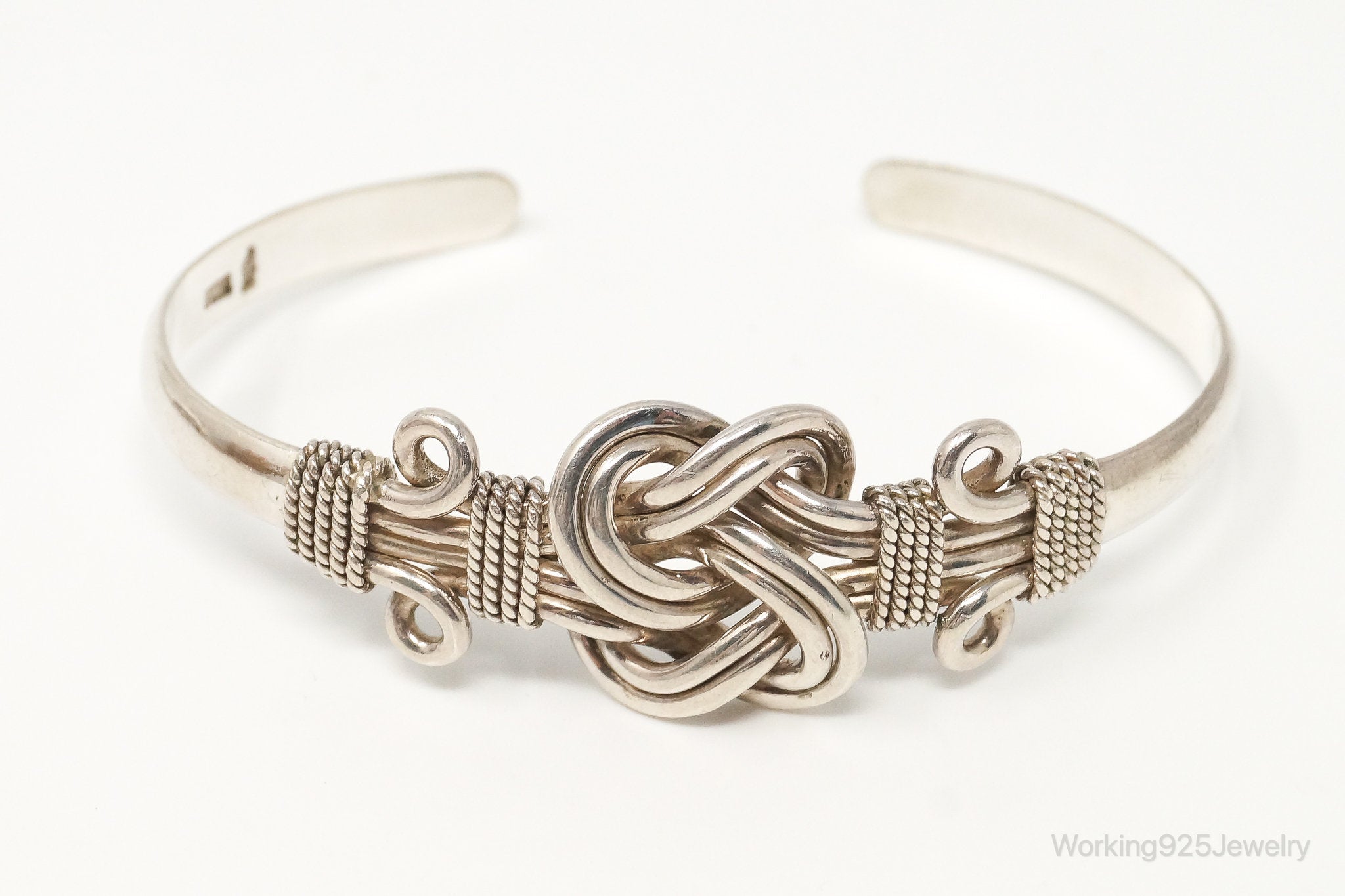 Vintage Designer Bali Infinity Knot Sterling Silver Cuff Bracelet