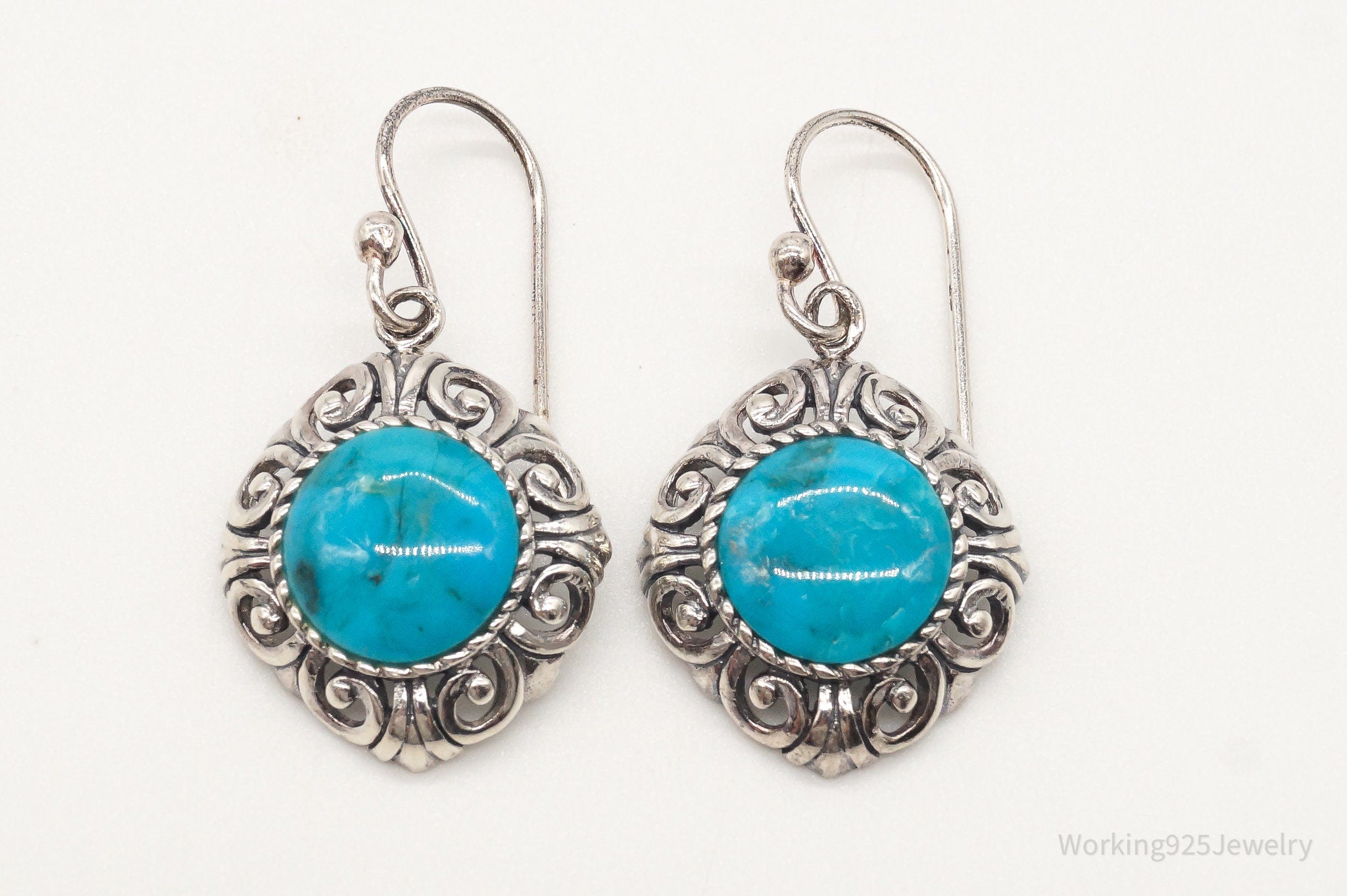 Designer NK Blue Turquoise Sterling Silver Earrings