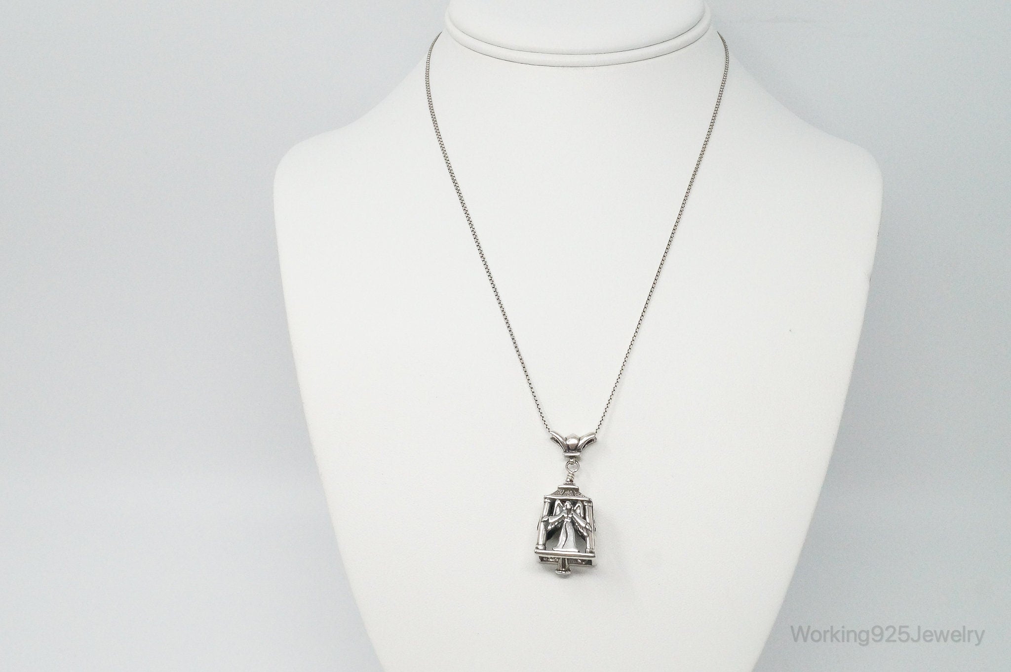 Four Sided Angel Bell Sterling Silver Necklace